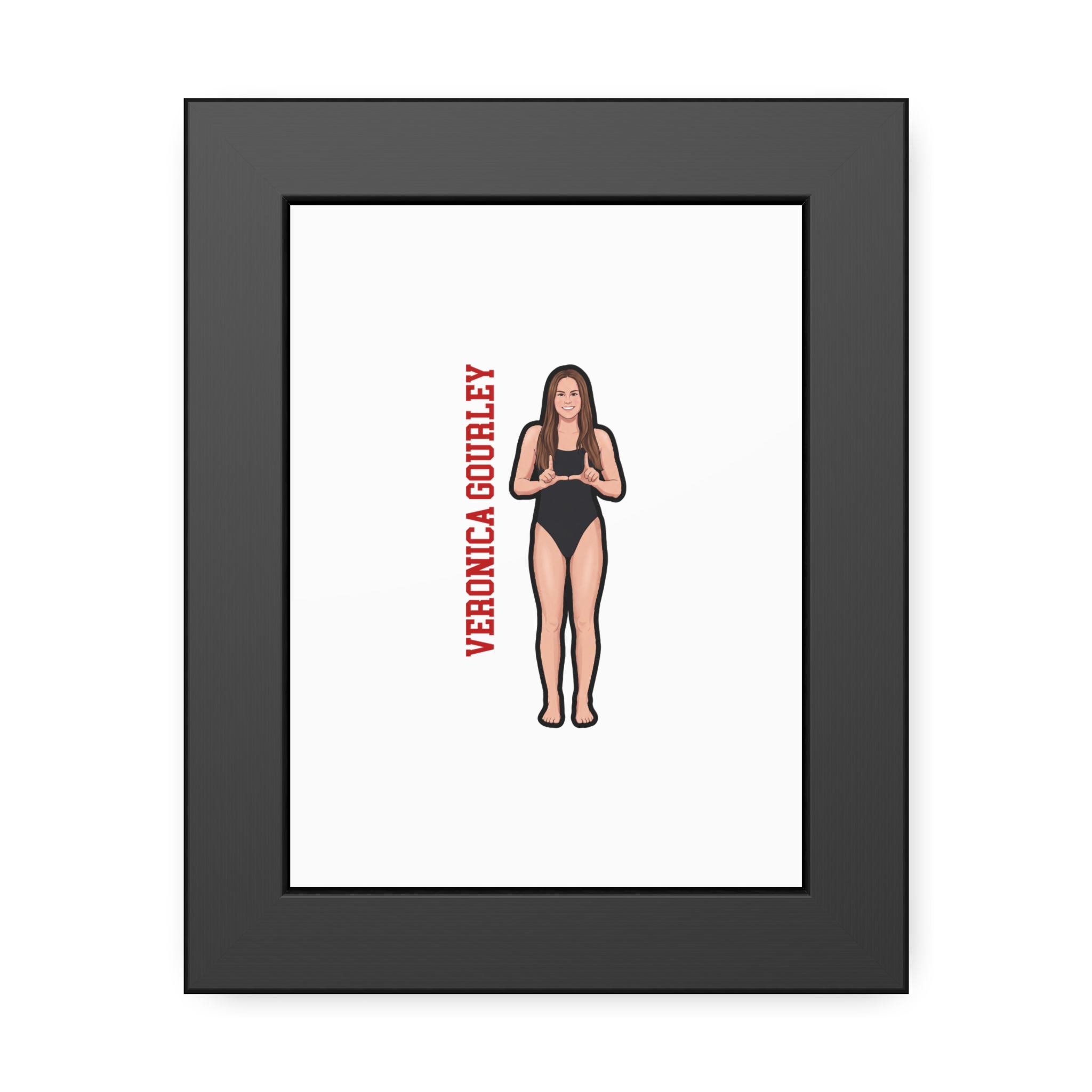 Framed Poster — character_name_vertical in Black