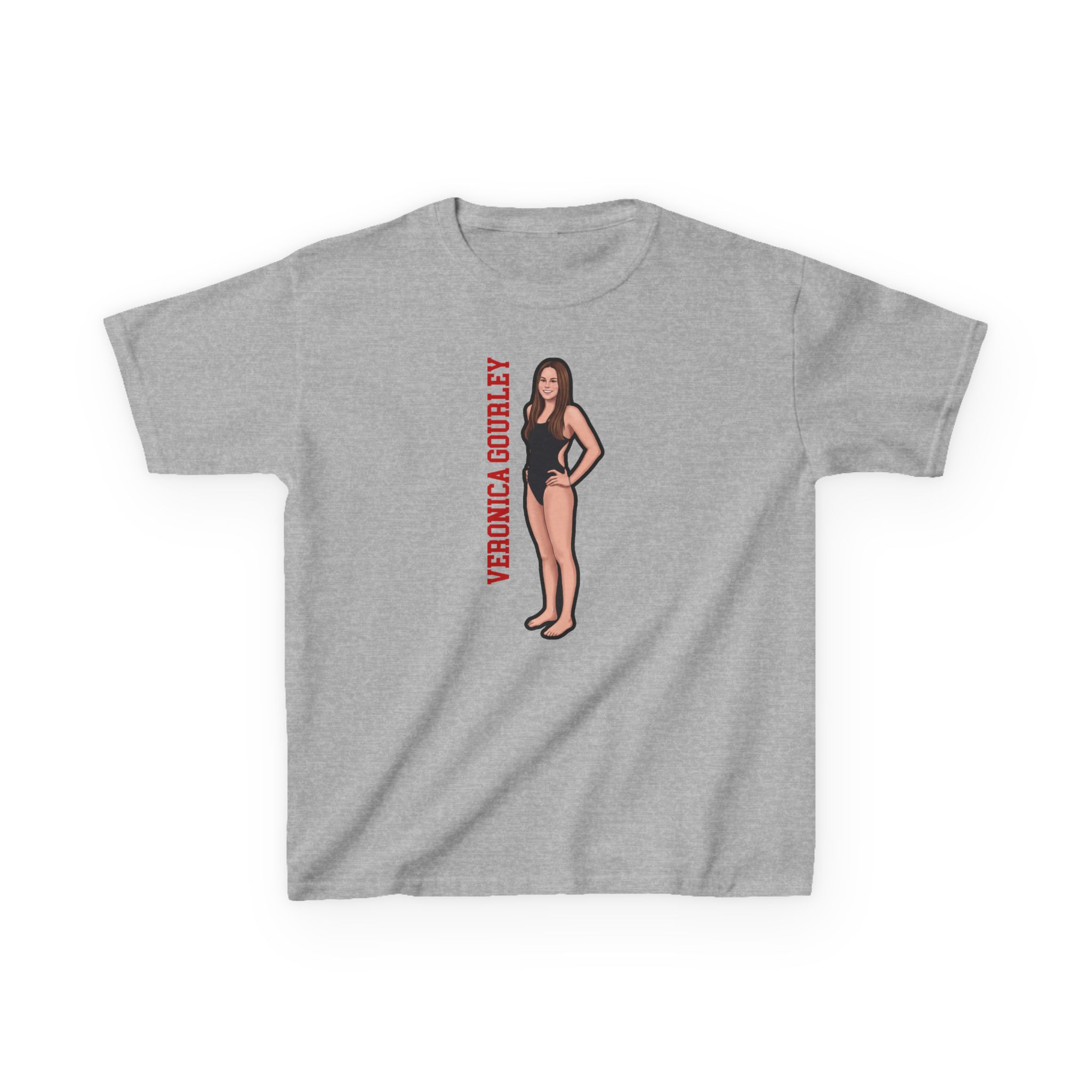 Youth Tee — character_name_vertical in Grey