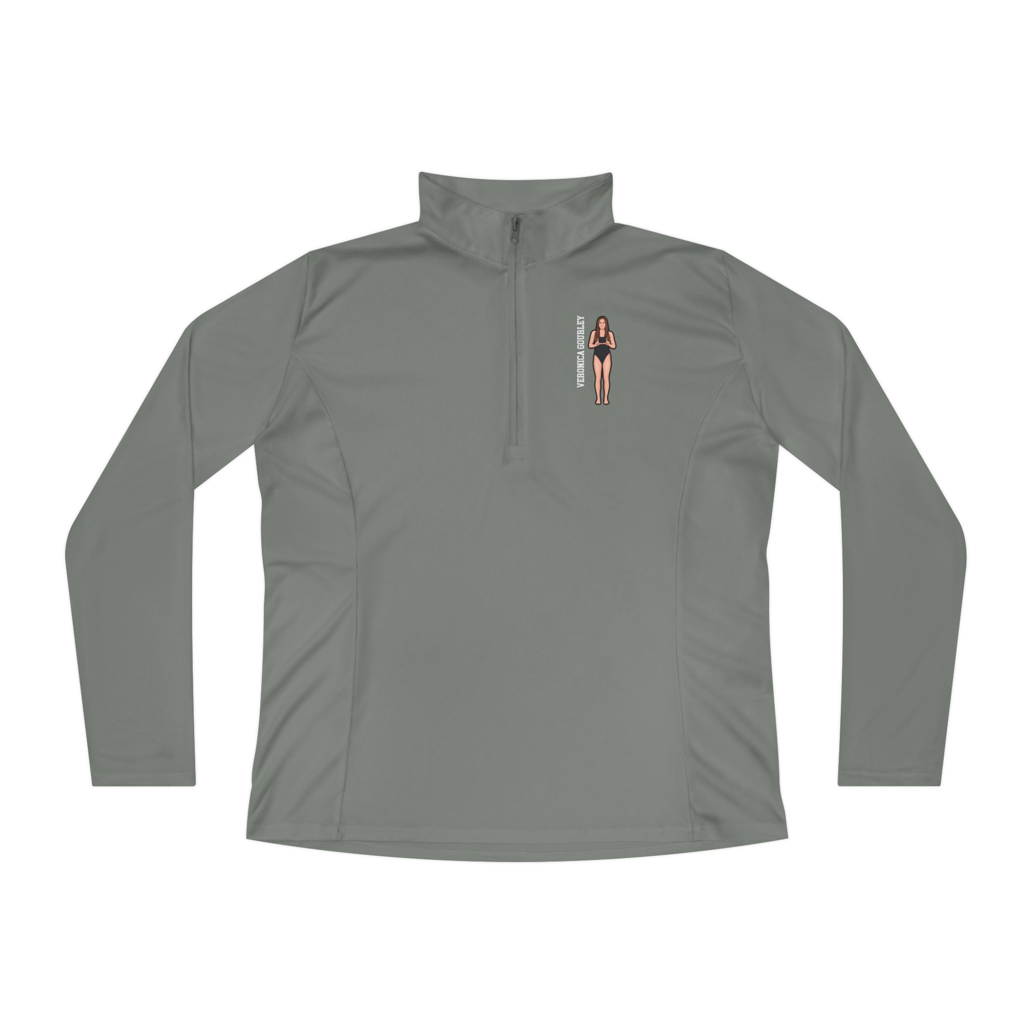 Women's Q-Zip Pullover — character_name_vertical in Grey
