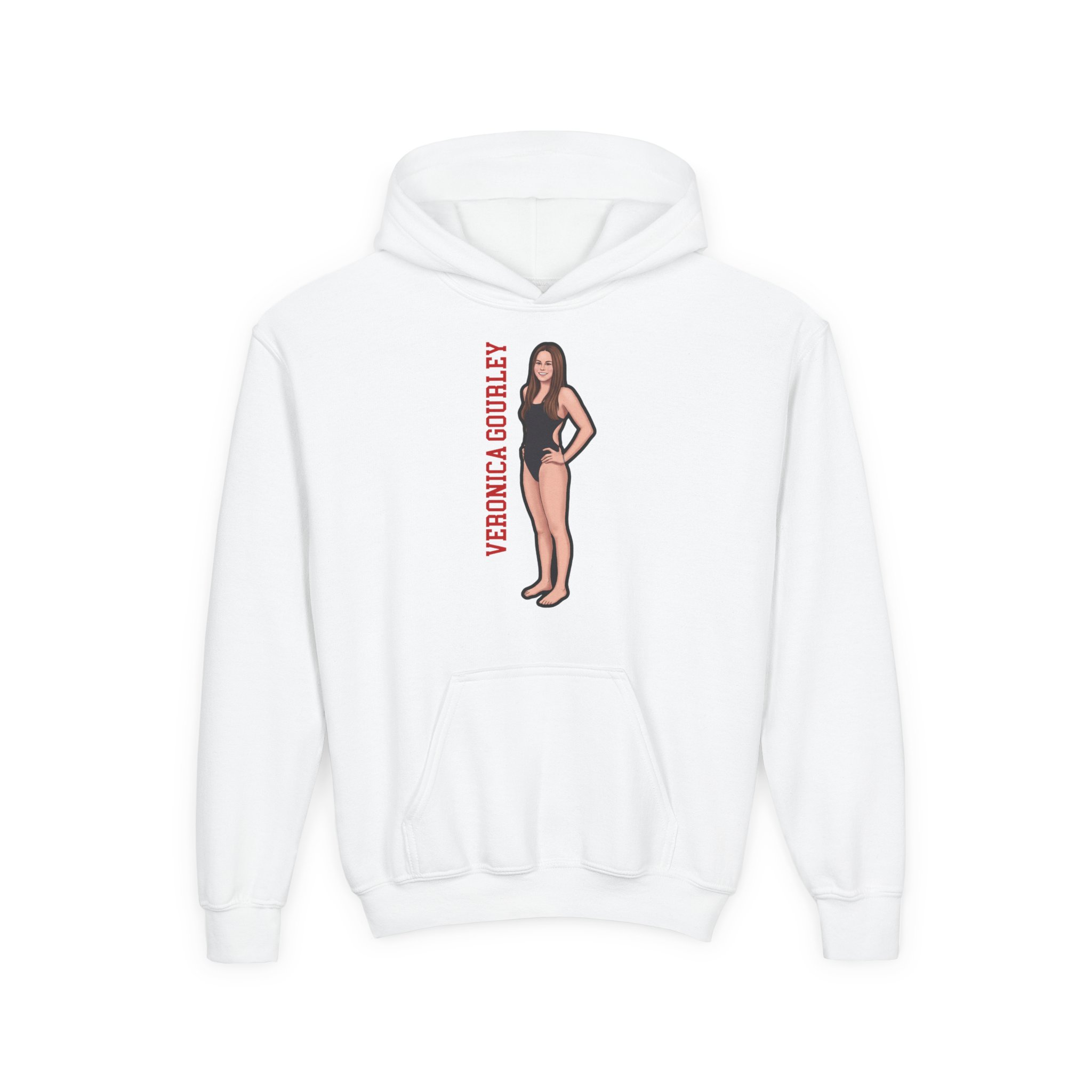 Youth Hoodie — character_name_vertical in White
