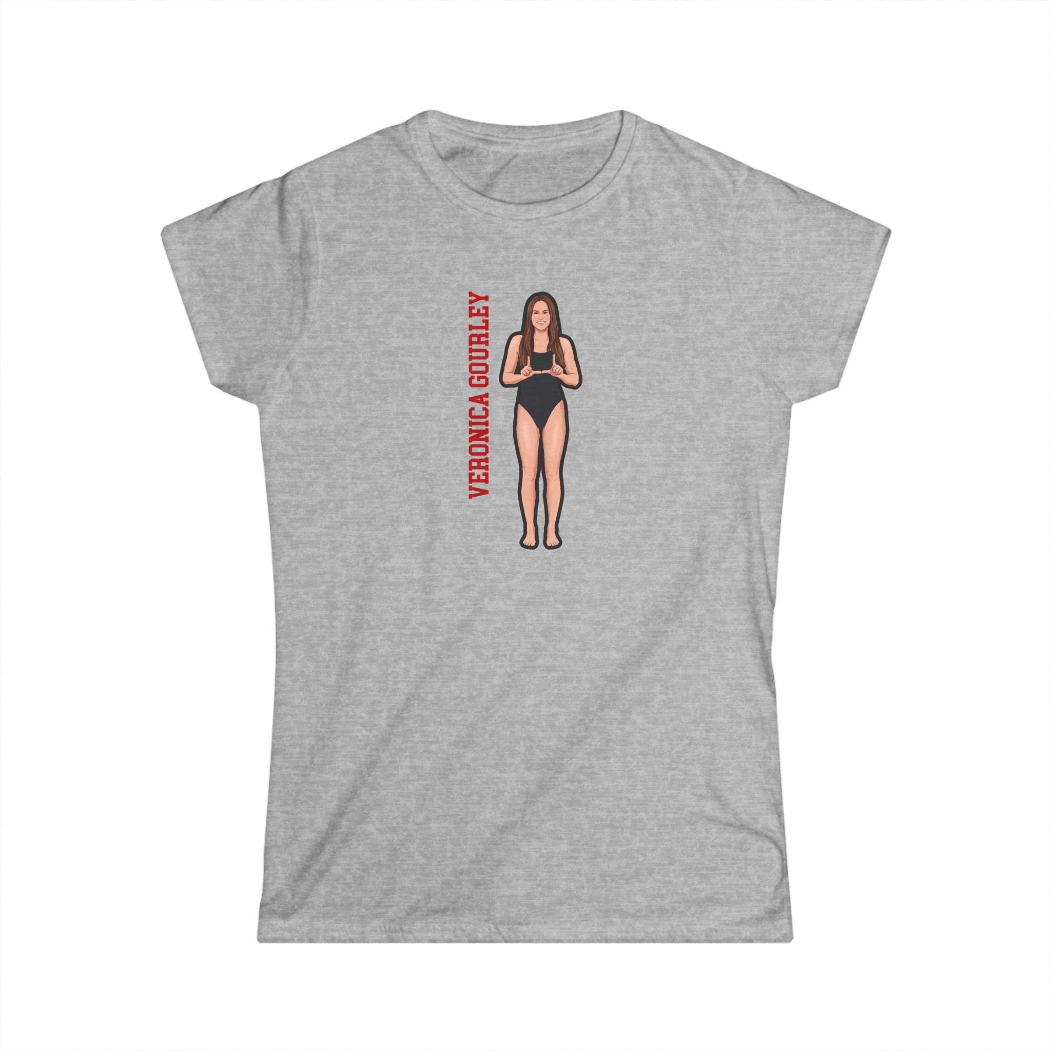 Women's Softstyle Tee — character_name_vertical in Grey