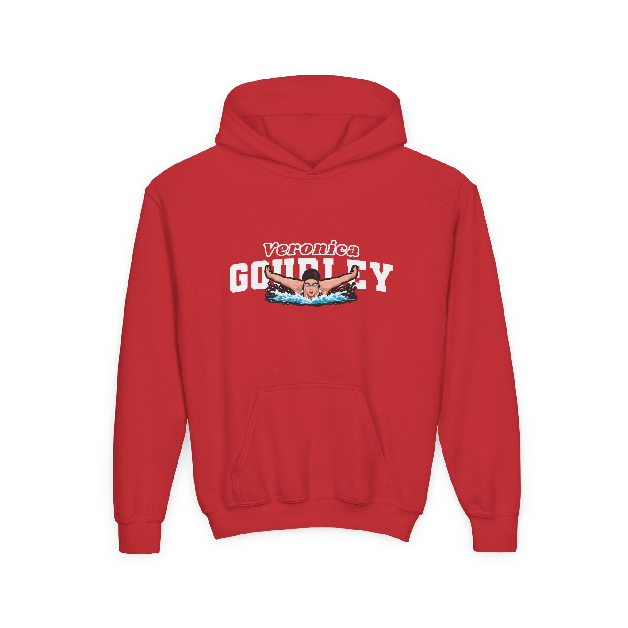 Youth Hoodie — character_name_arch in Red
