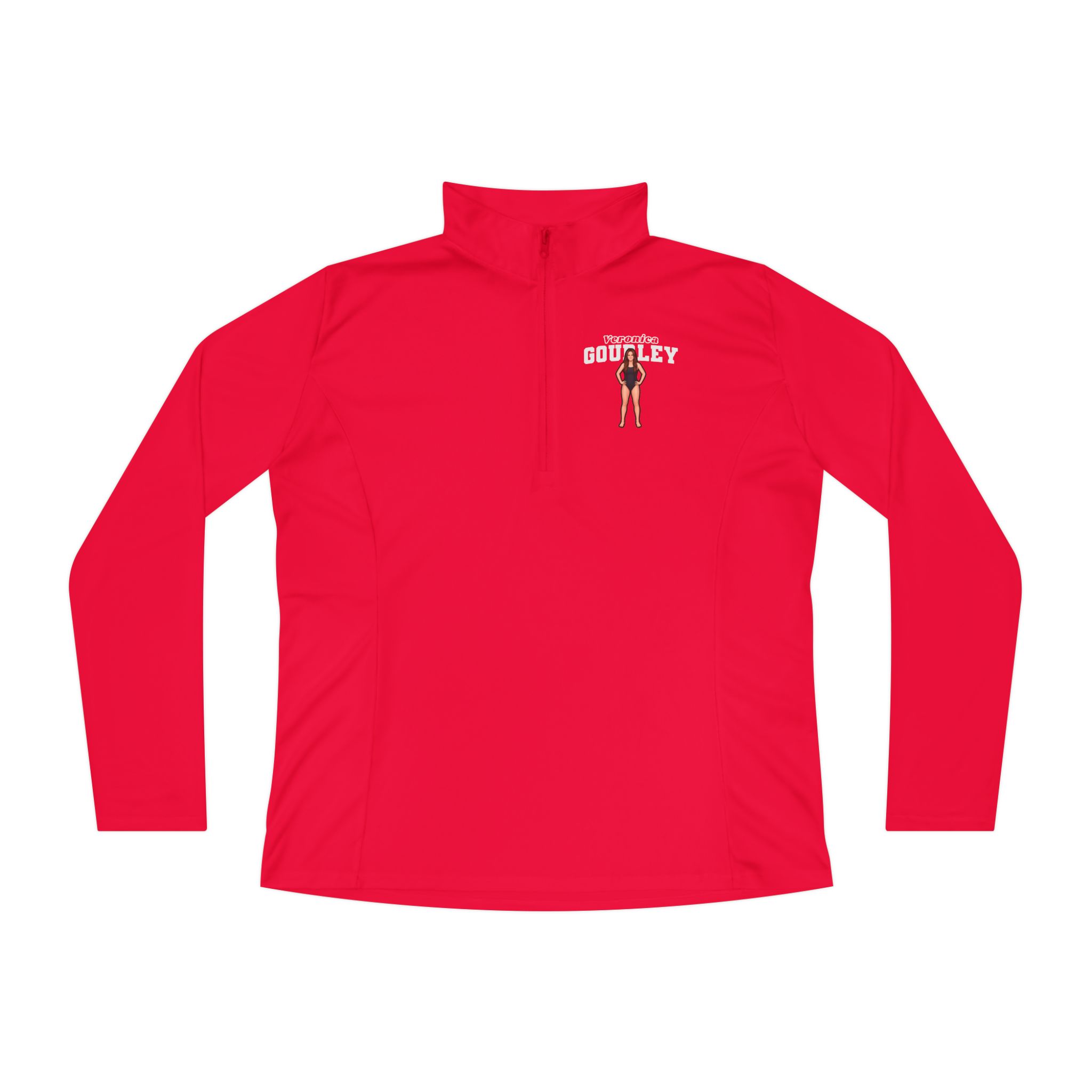 Women's Q-Zip Pullover — character_name_arch in Red