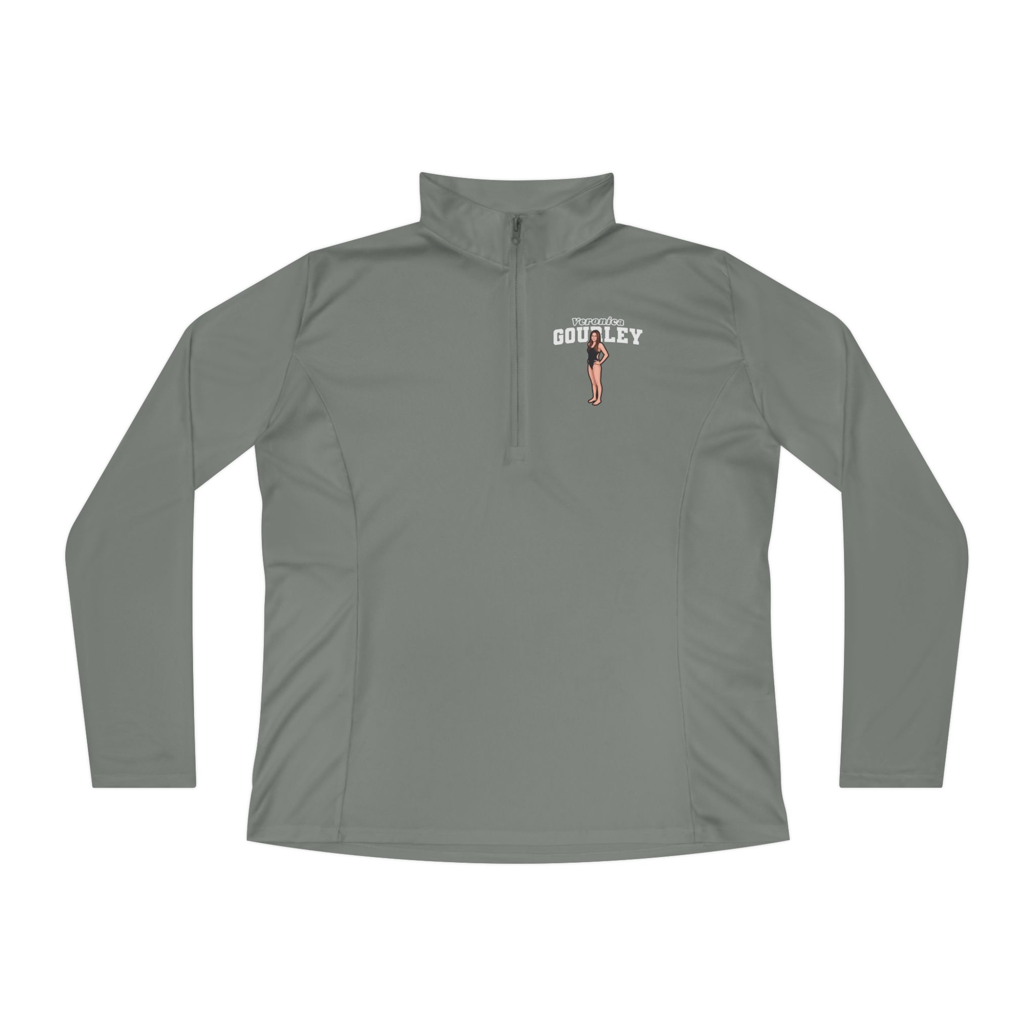 Women's Q-Zip Pullover — character_name_arch in Grey