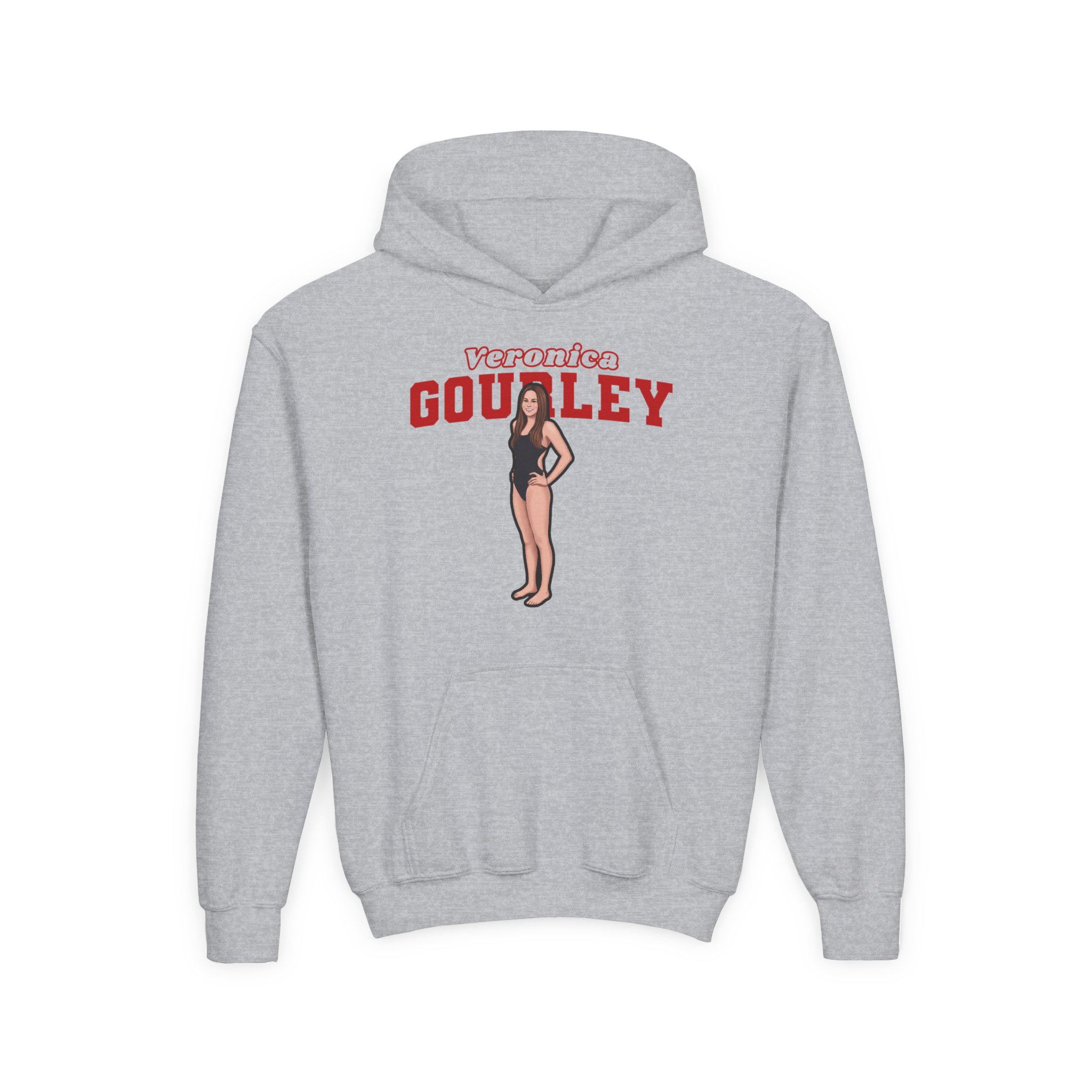 Youth Hoodie — character_name_arch in Grey