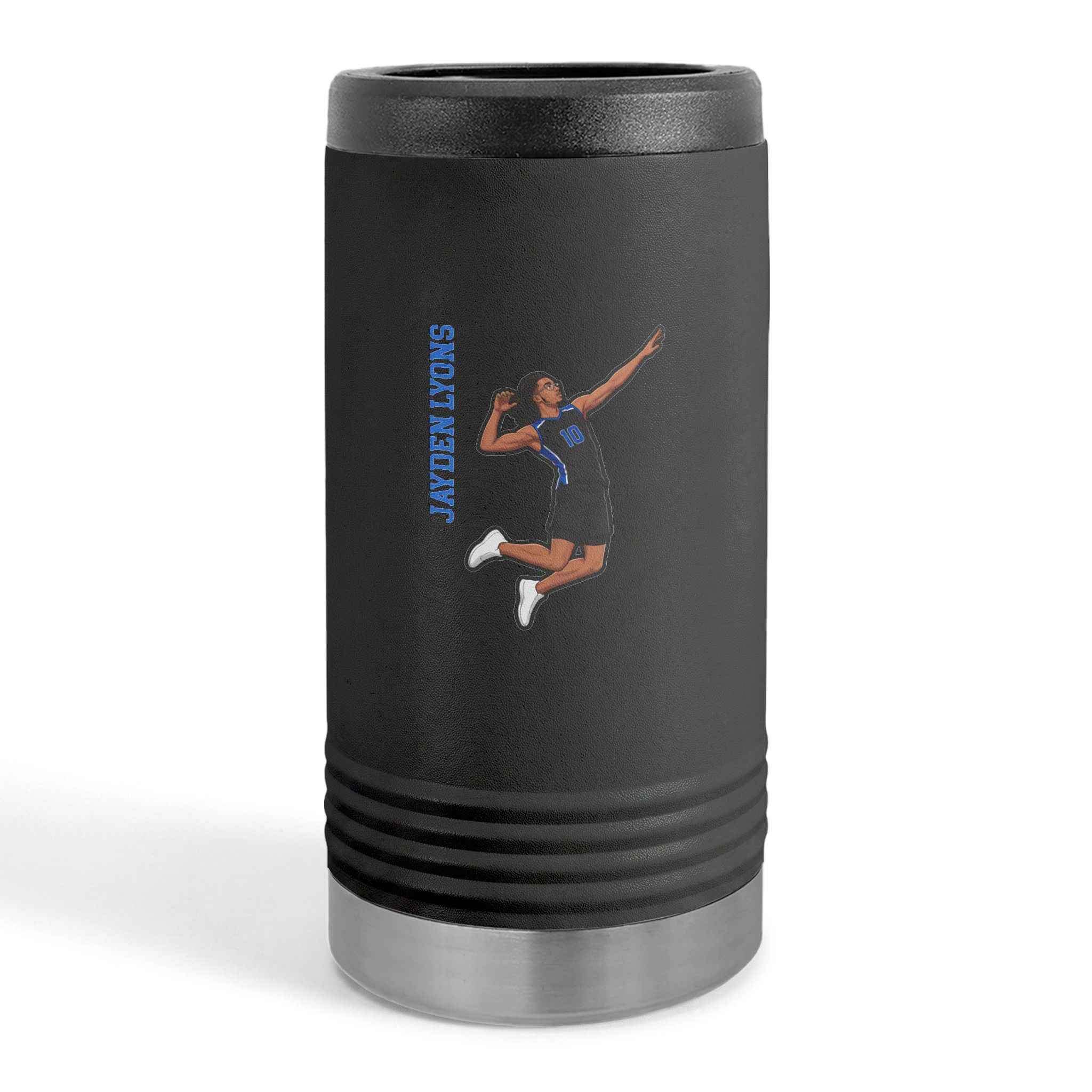 Slim Stainless Can Cooler — character_name_vertical in Black