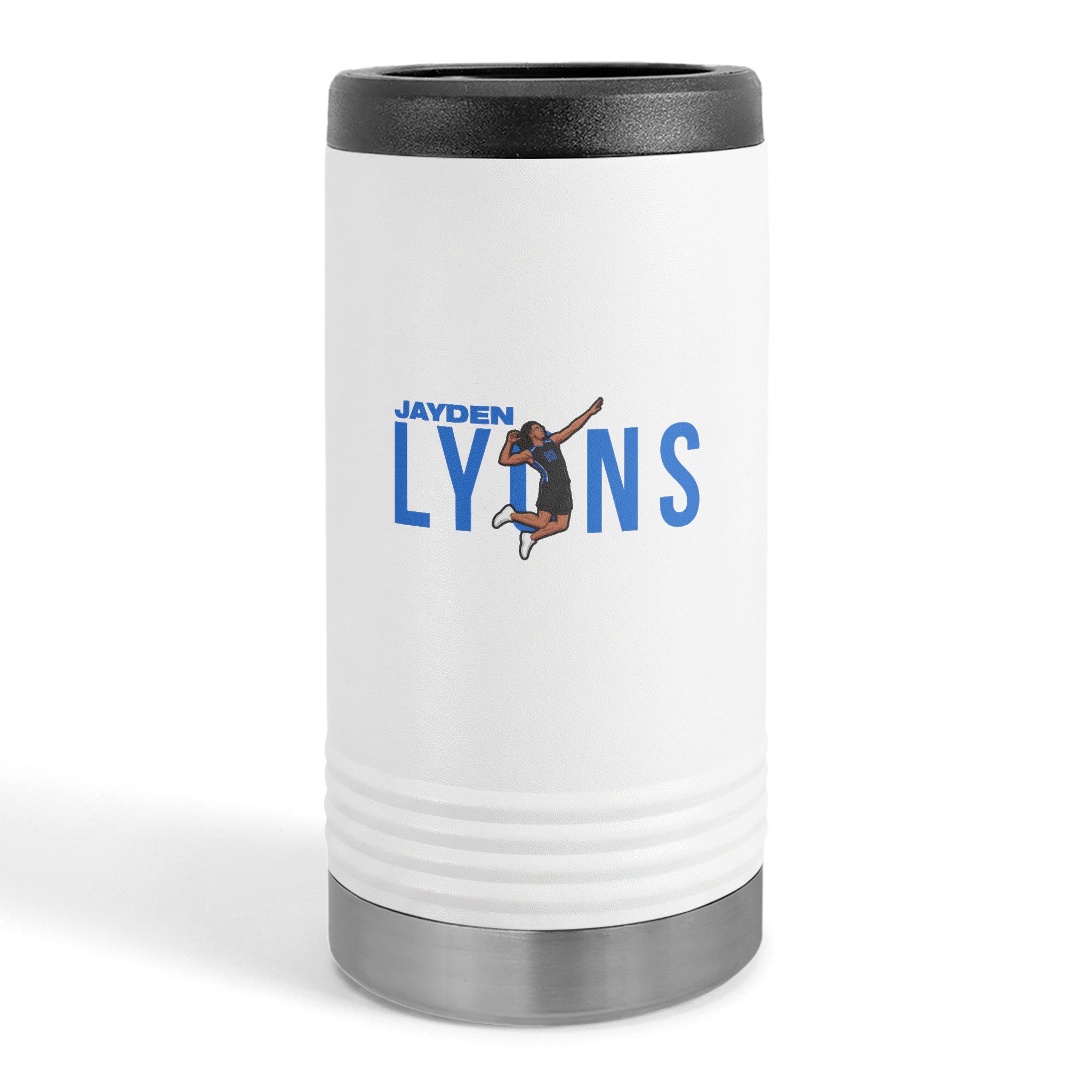 Slim Stainless Can Cooler — character_player_name in White