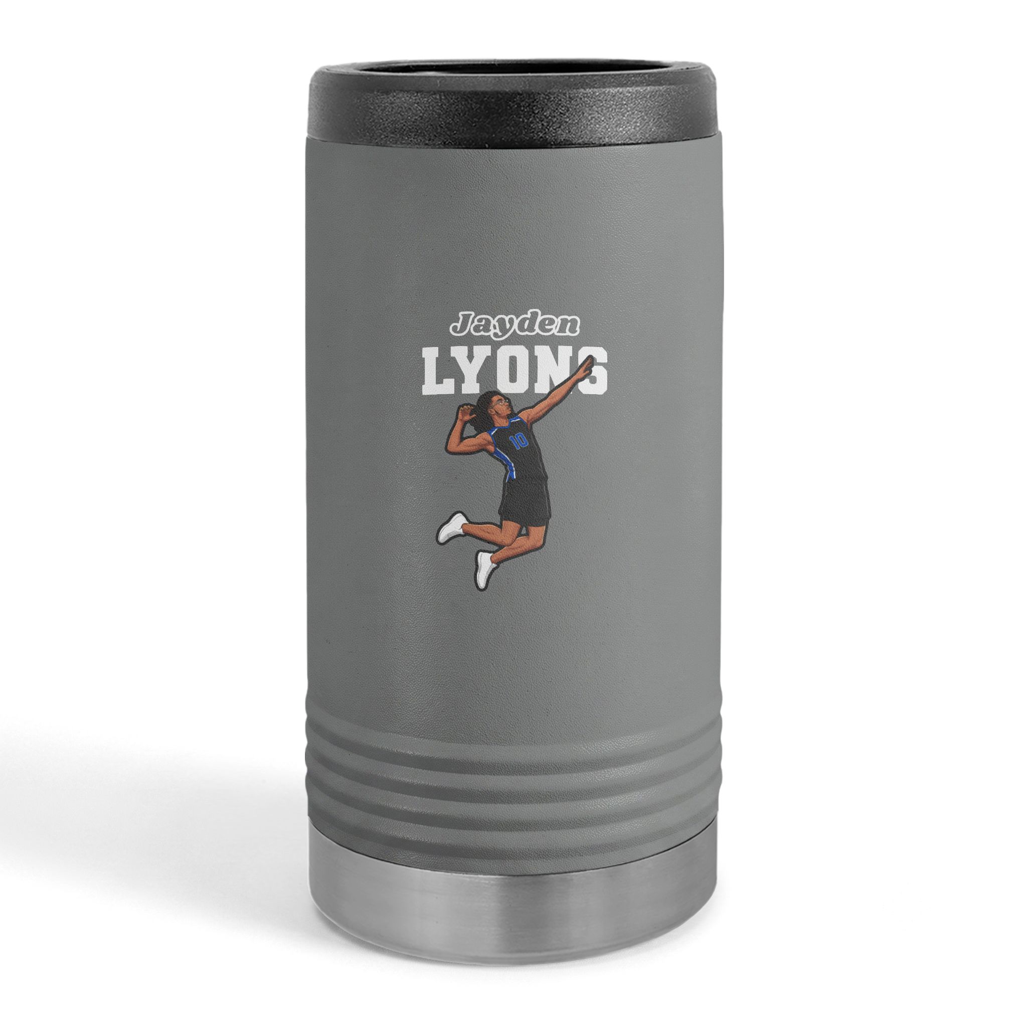 Slim Stainless Can Cooler — character_name_arch in Grey
