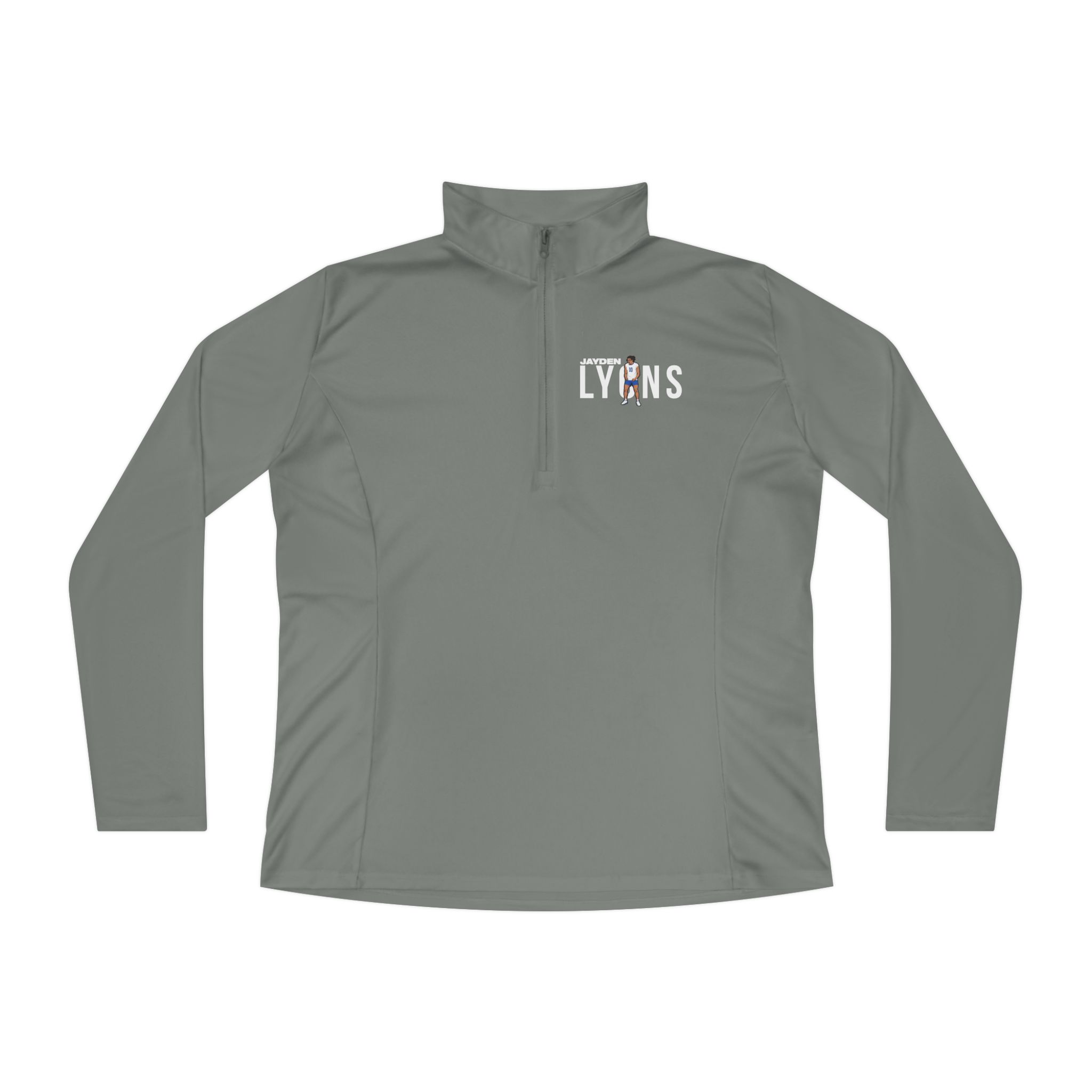Women's Q-Zip Pullover — character_player_name in Grey