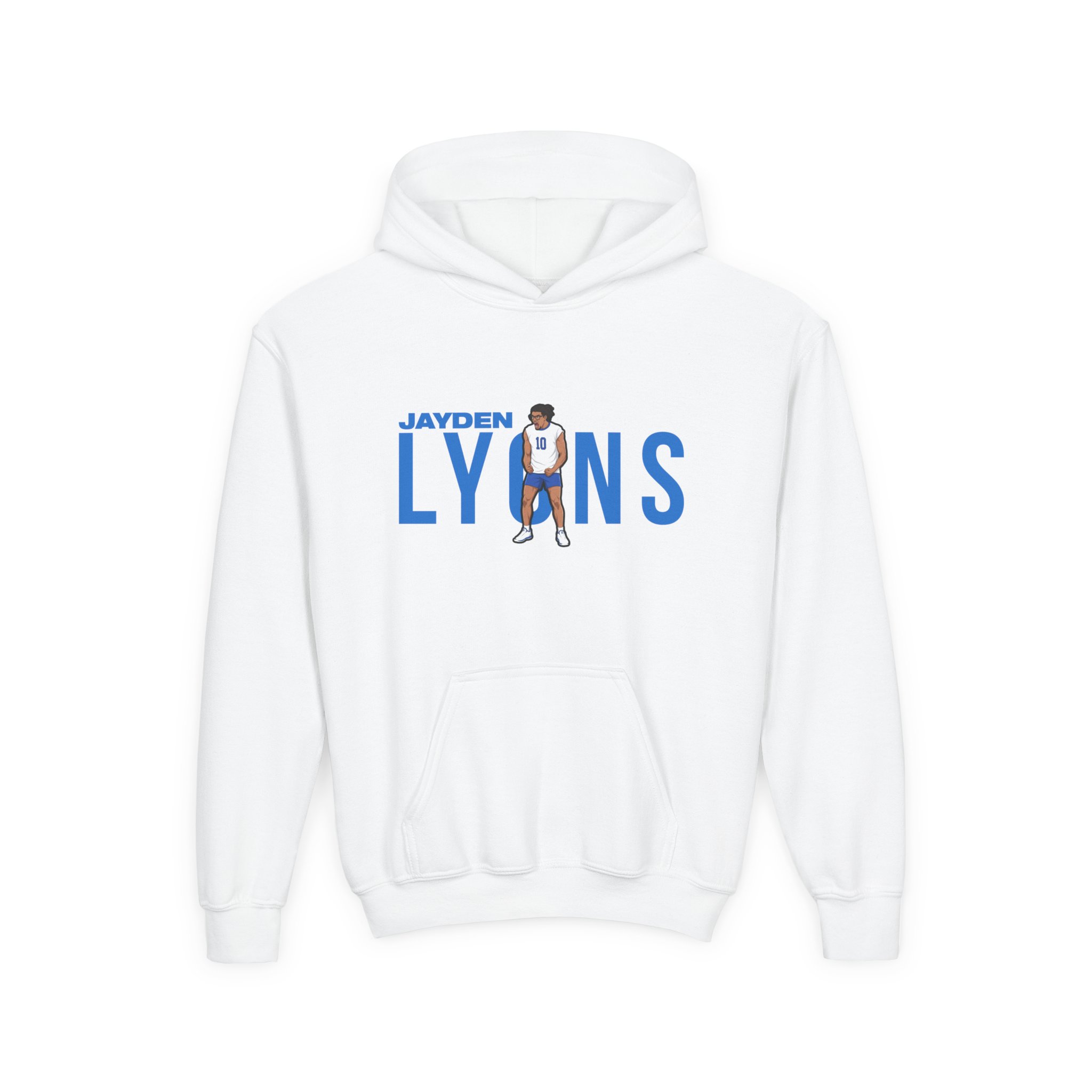Youth Hoodie — character_player_name in White
