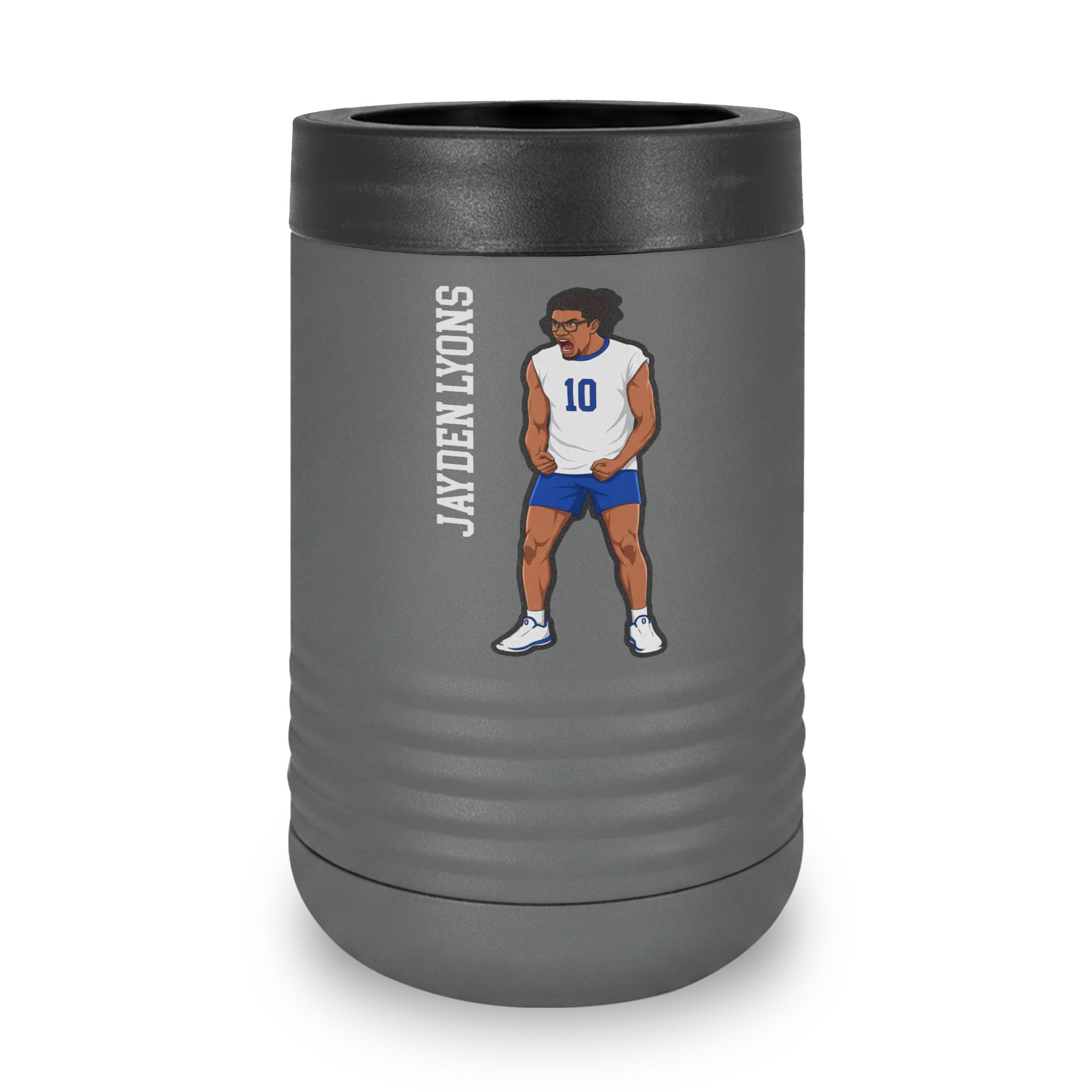Stainless Can Cooler — character_name_vertical in Grey