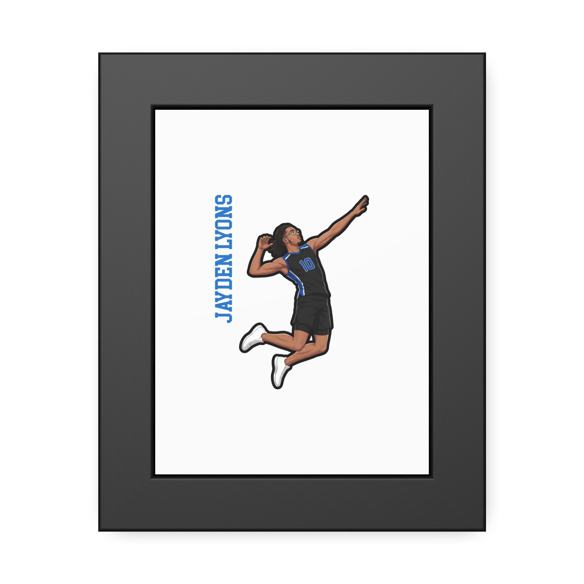 Framed Poster — character_name_vertical in Black