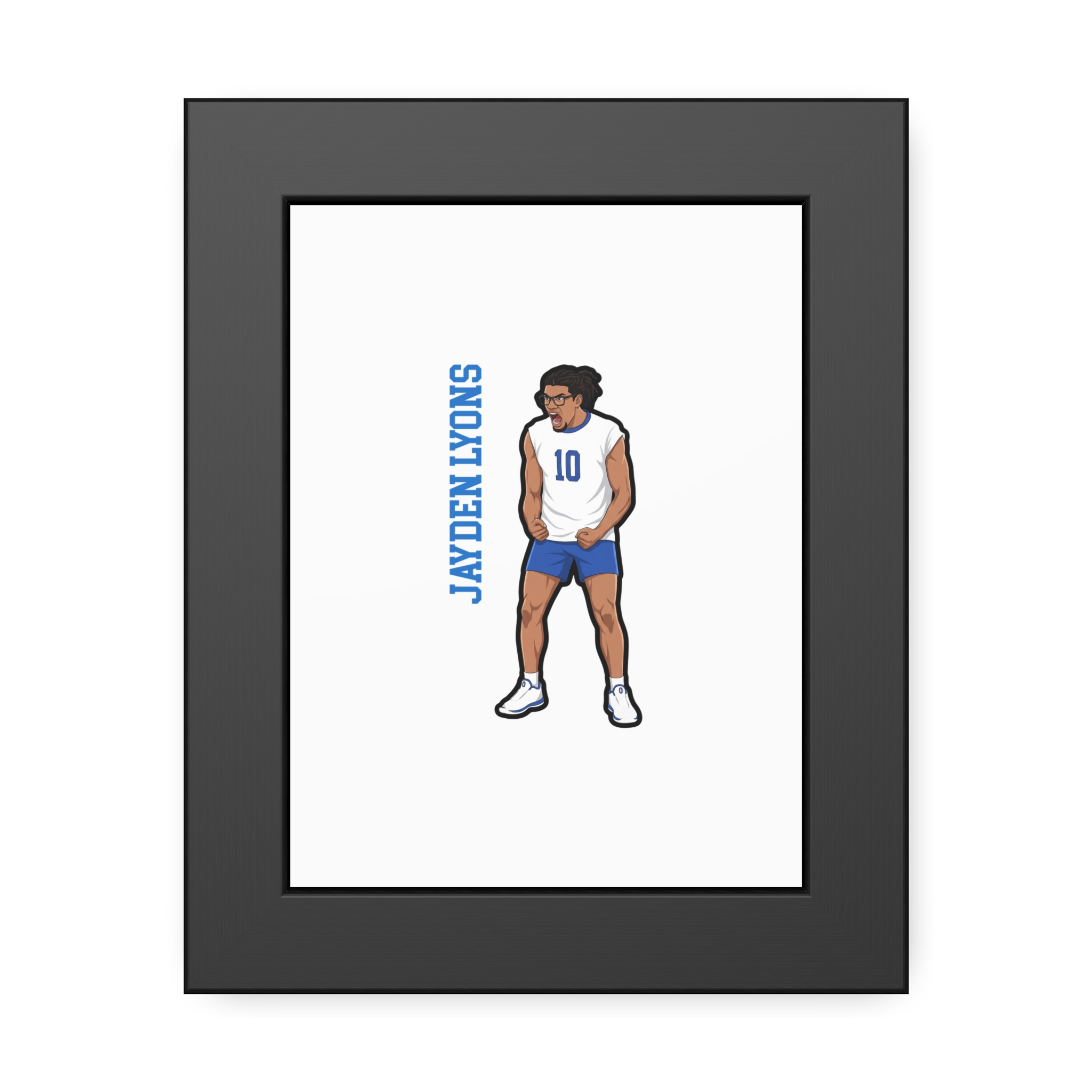 Framed Poster — character_name_vertical in Black