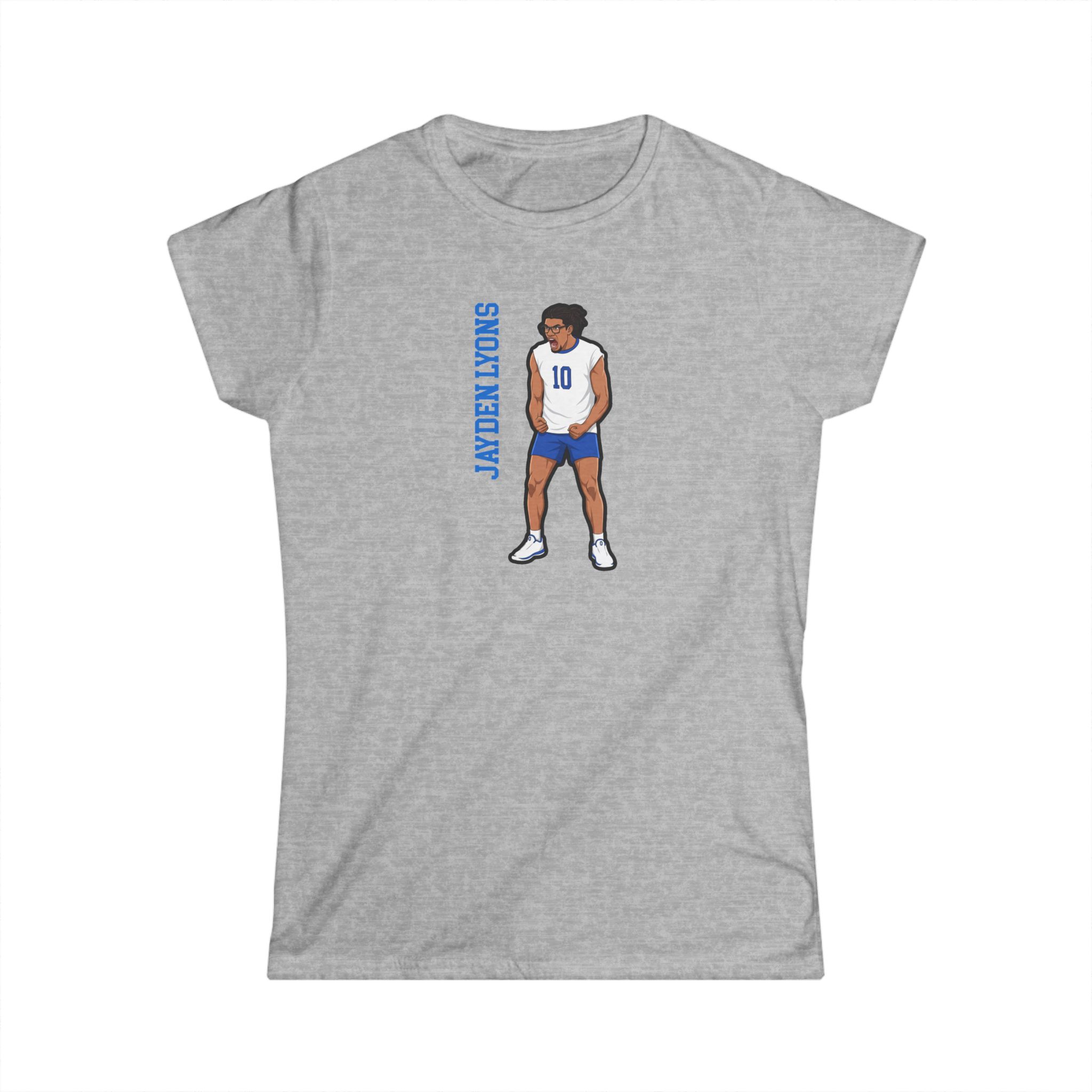 Women's Softstyle Tee — character_name_vertical in Grey