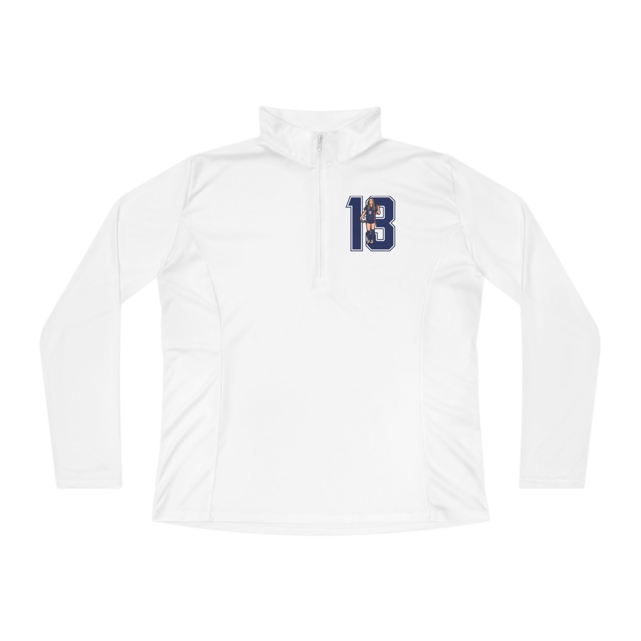 Women's Q-Zip Pullover — character_number in White