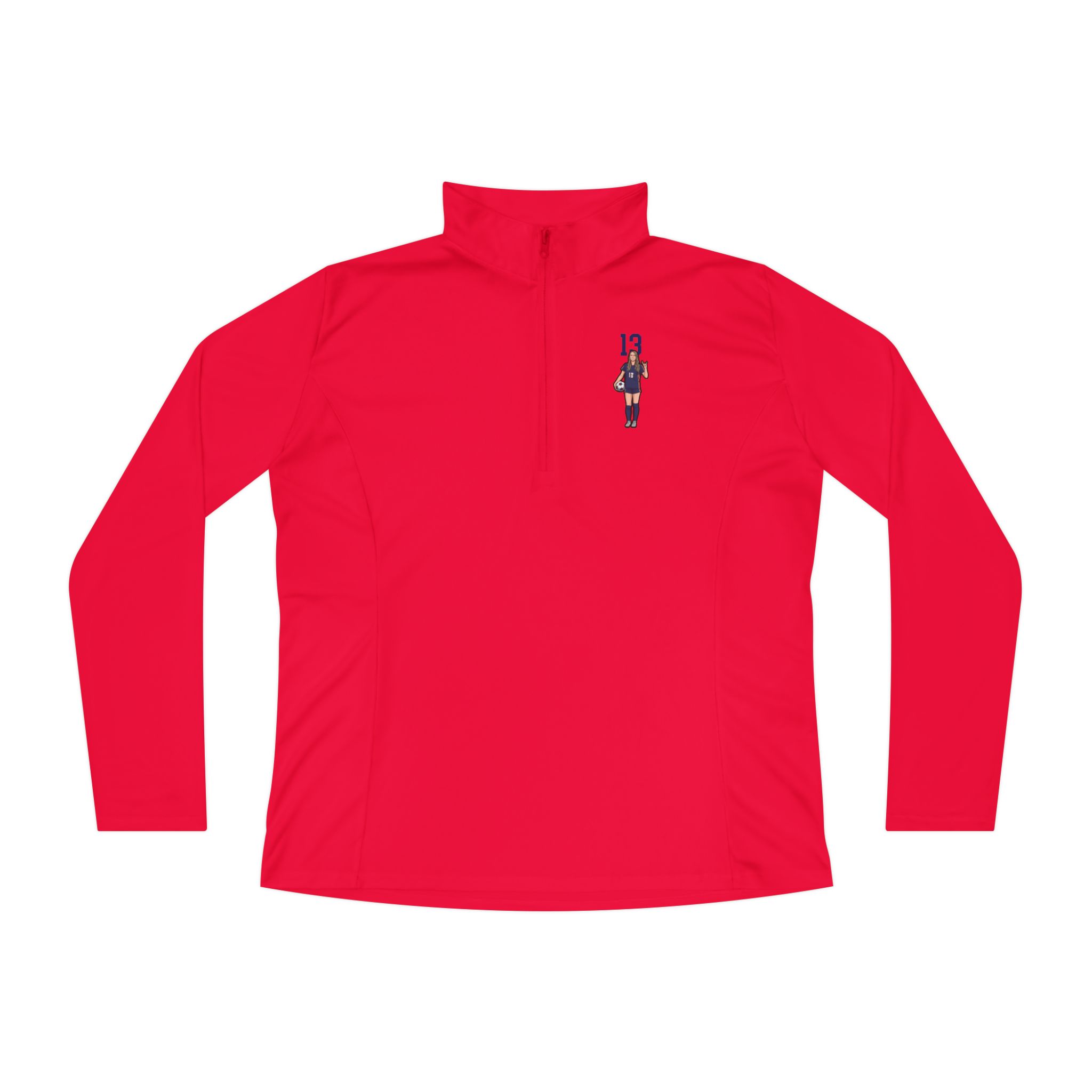Women's Q-Zip Pullover — character_number_top in Red