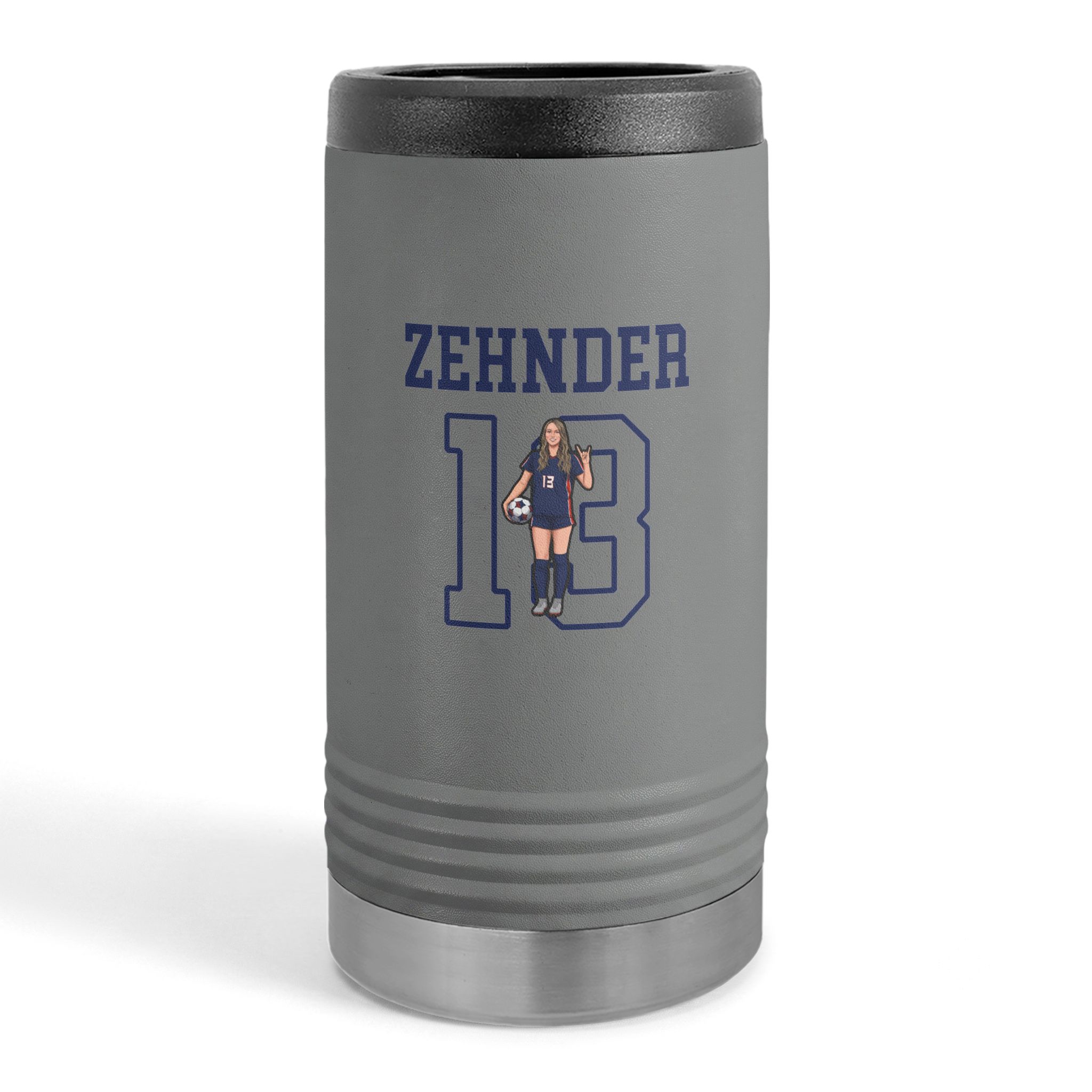 Slim Stainless Can Cooler — character_shirsey in Grey
