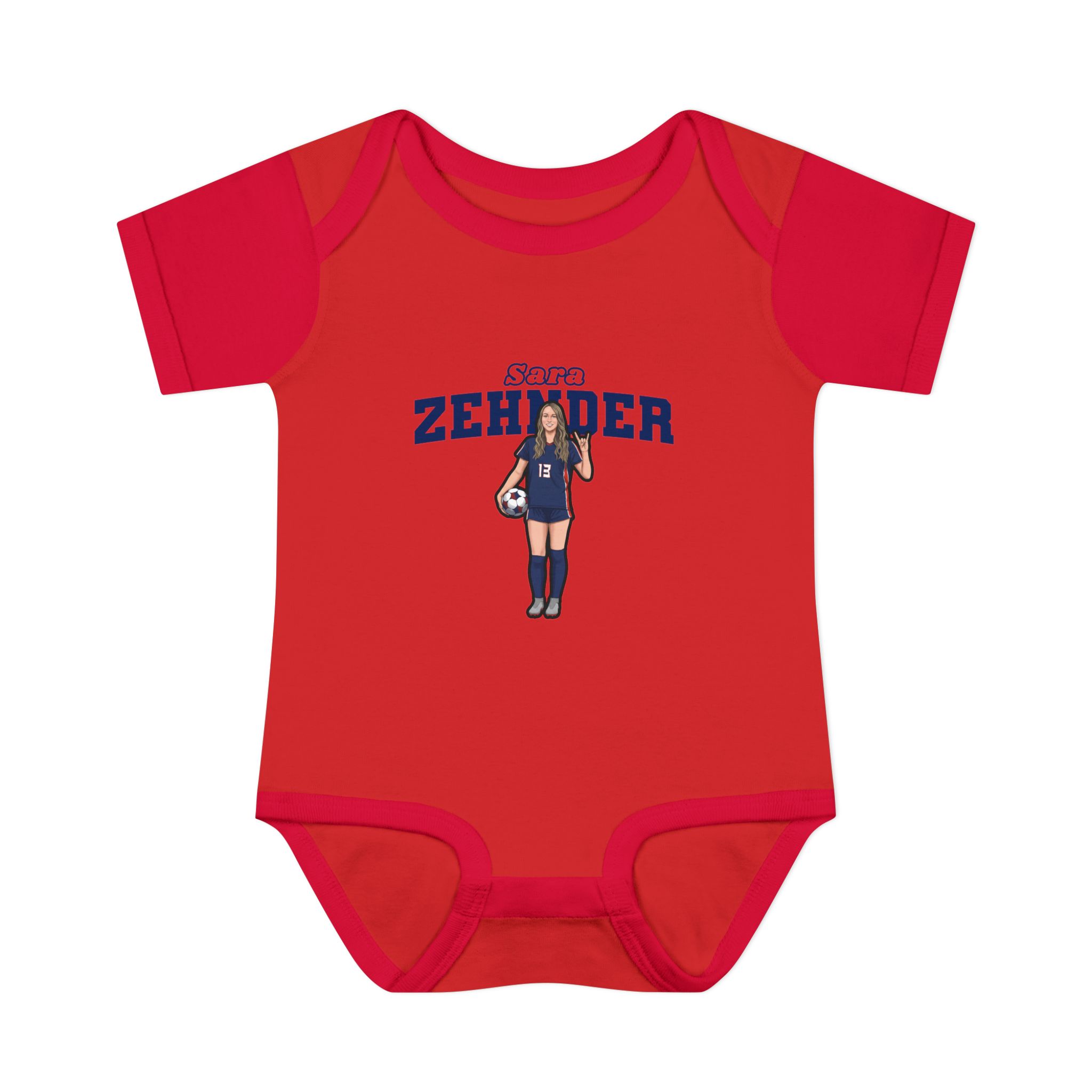 Baby Onesie — character_name_arch in Red