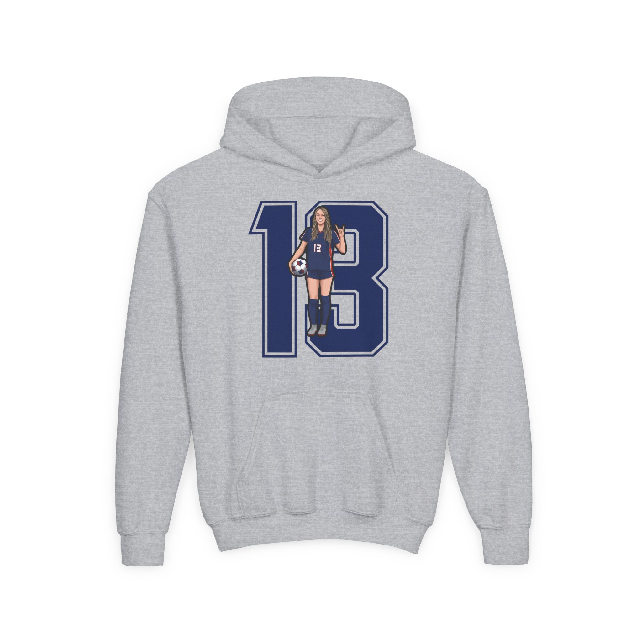 Youth Hoodie — character_number in Grey