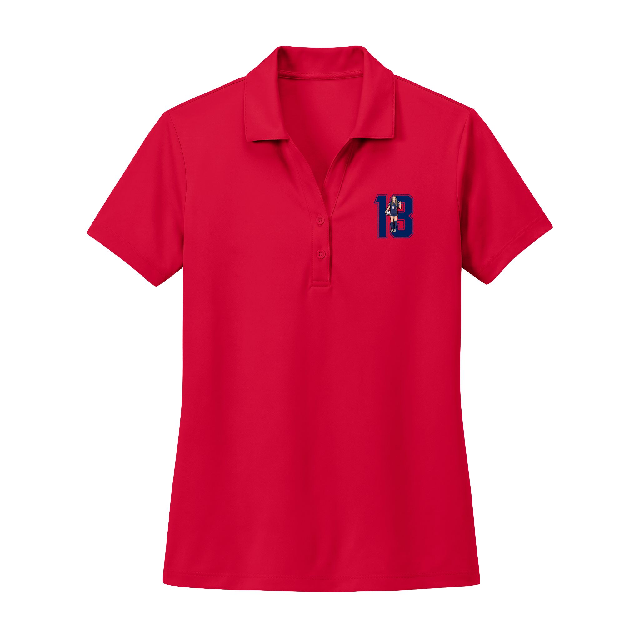 Women's Polo — character_number in Red