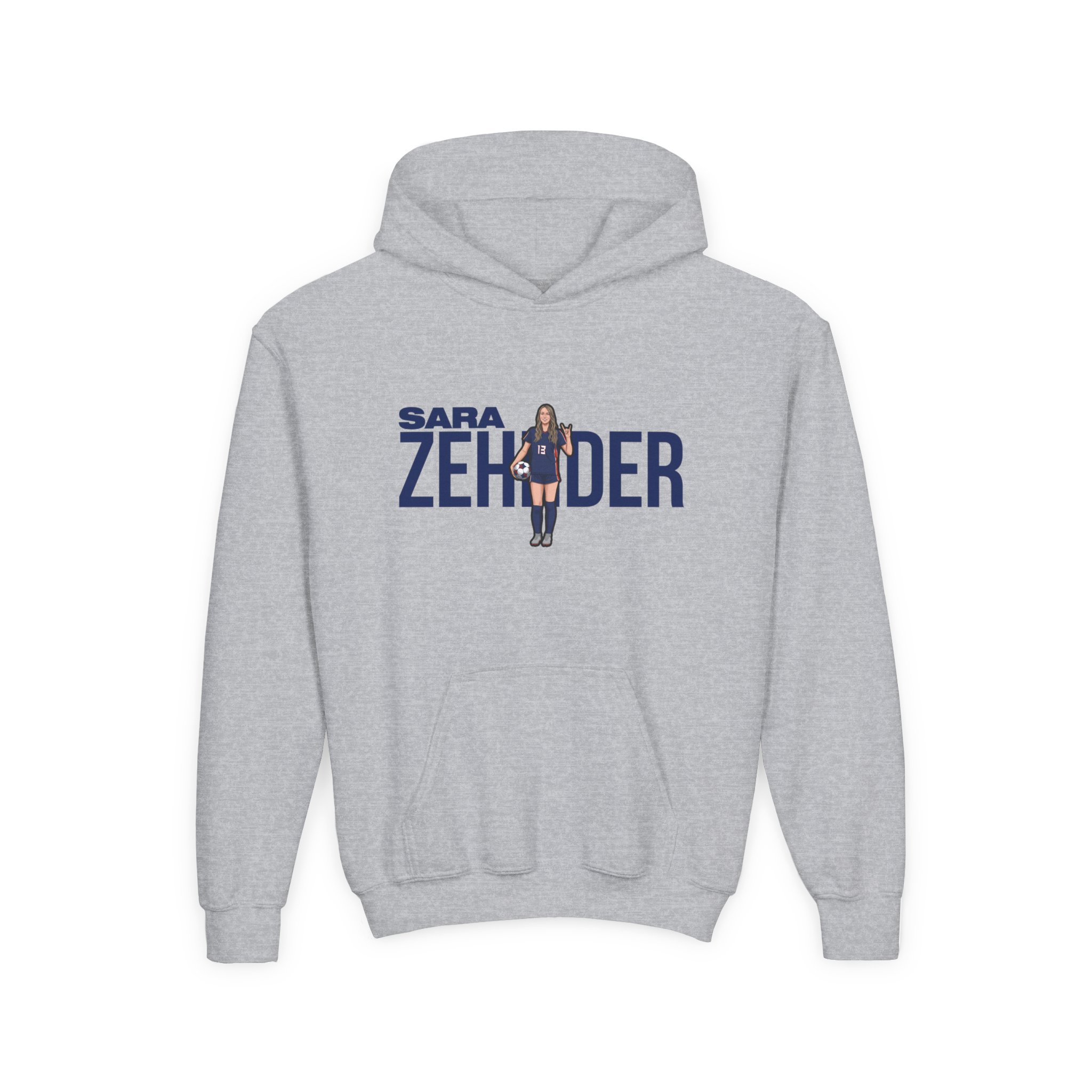 Youth Hoodie — character_player_name in Grey