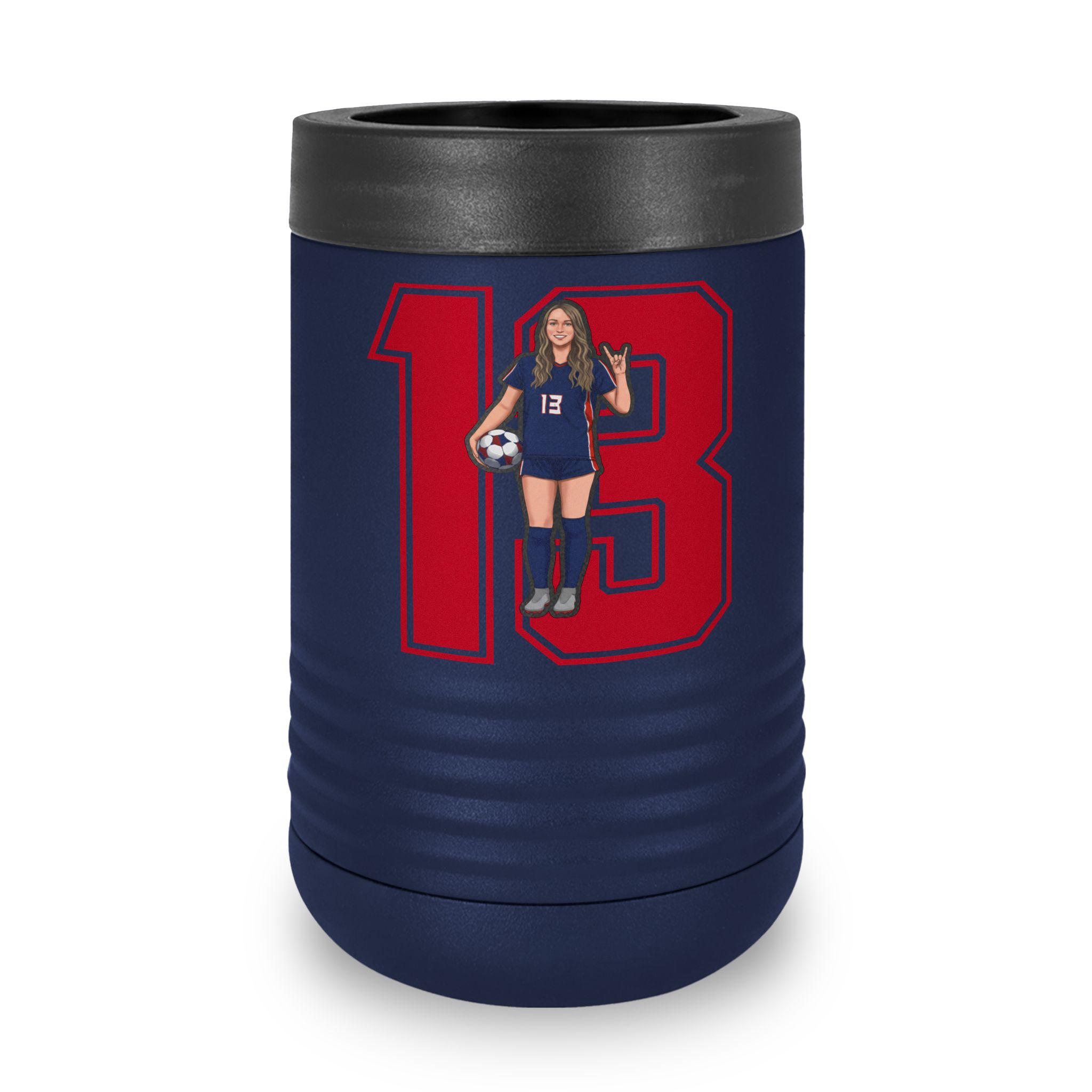 Stainless Can Cooler — character_number in Navy