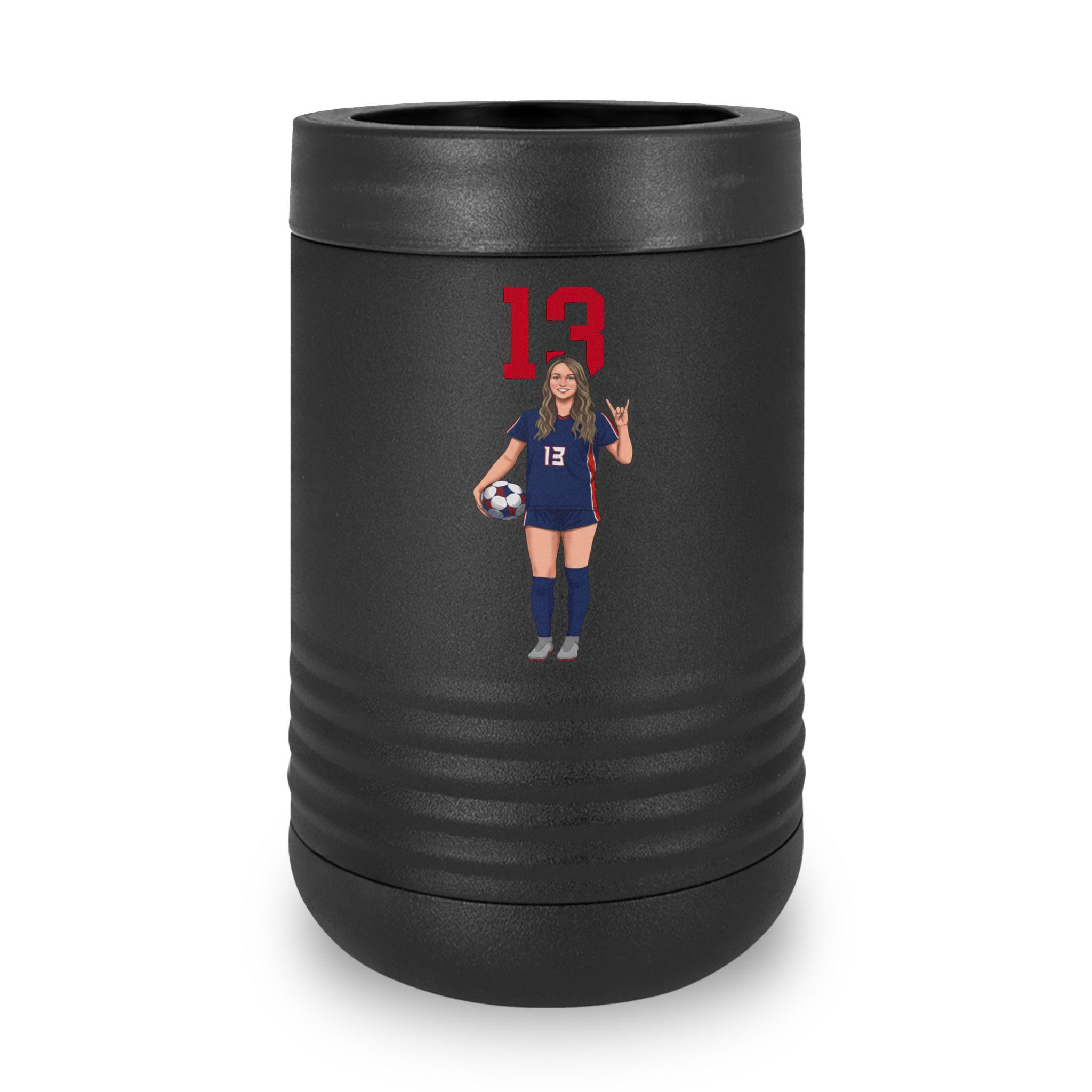 Stainless Can Cooler — character_number_top in Black