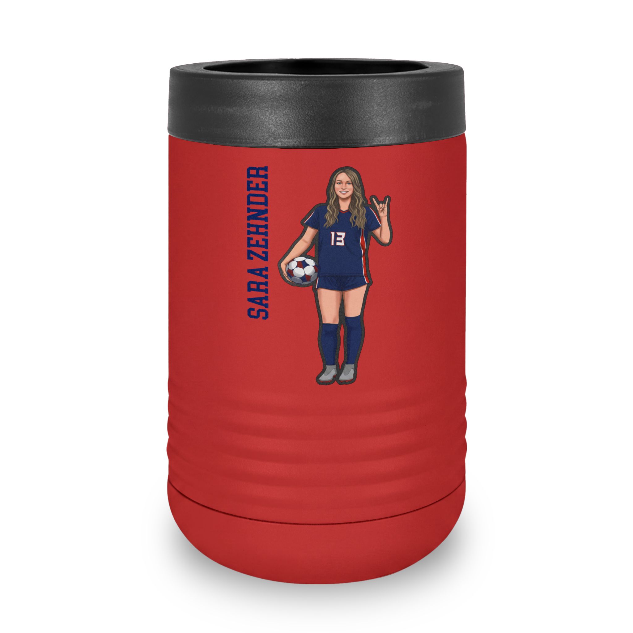 Stainless Can Cooler — character_name_vertical in Red