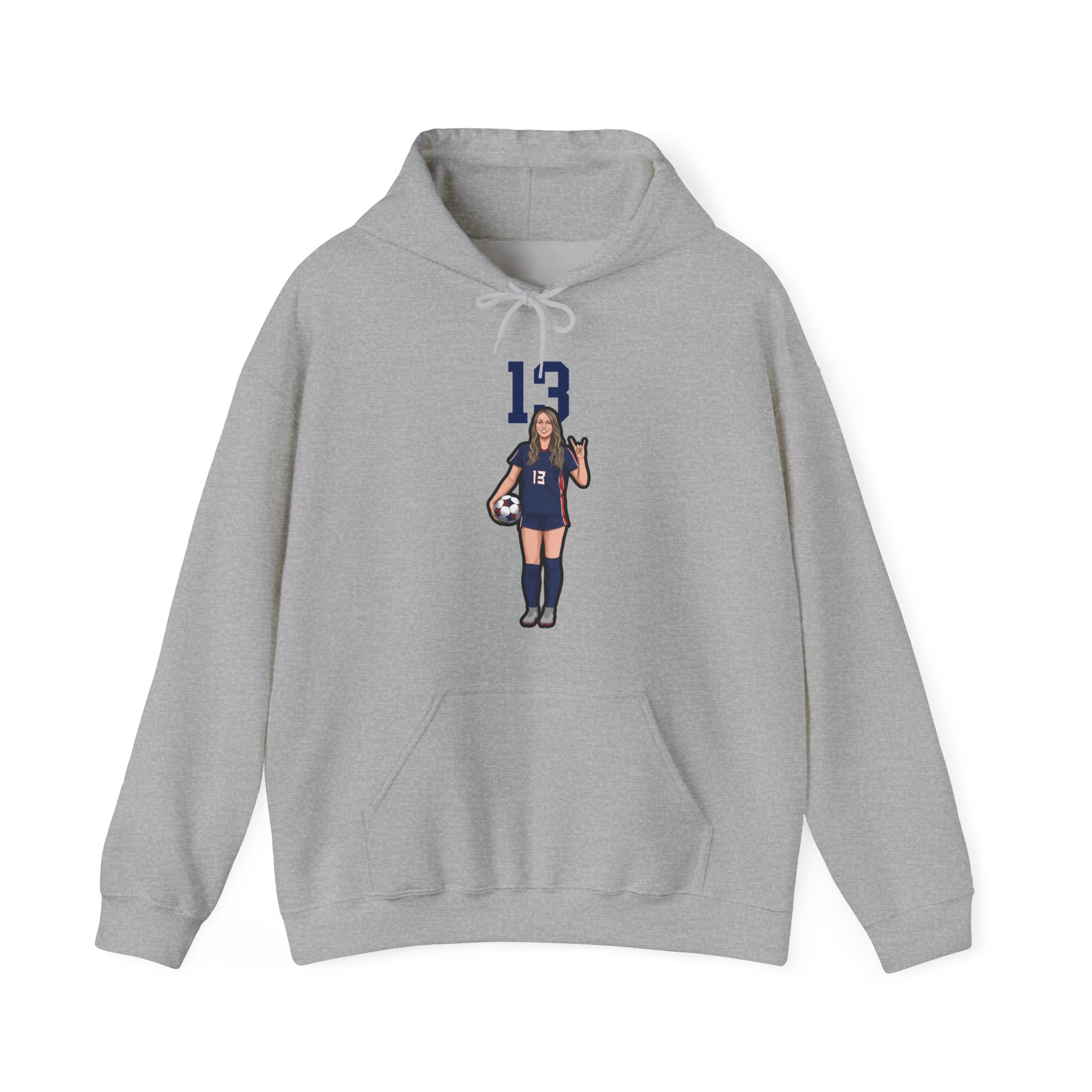 Hoodie — character_number_top in Grey