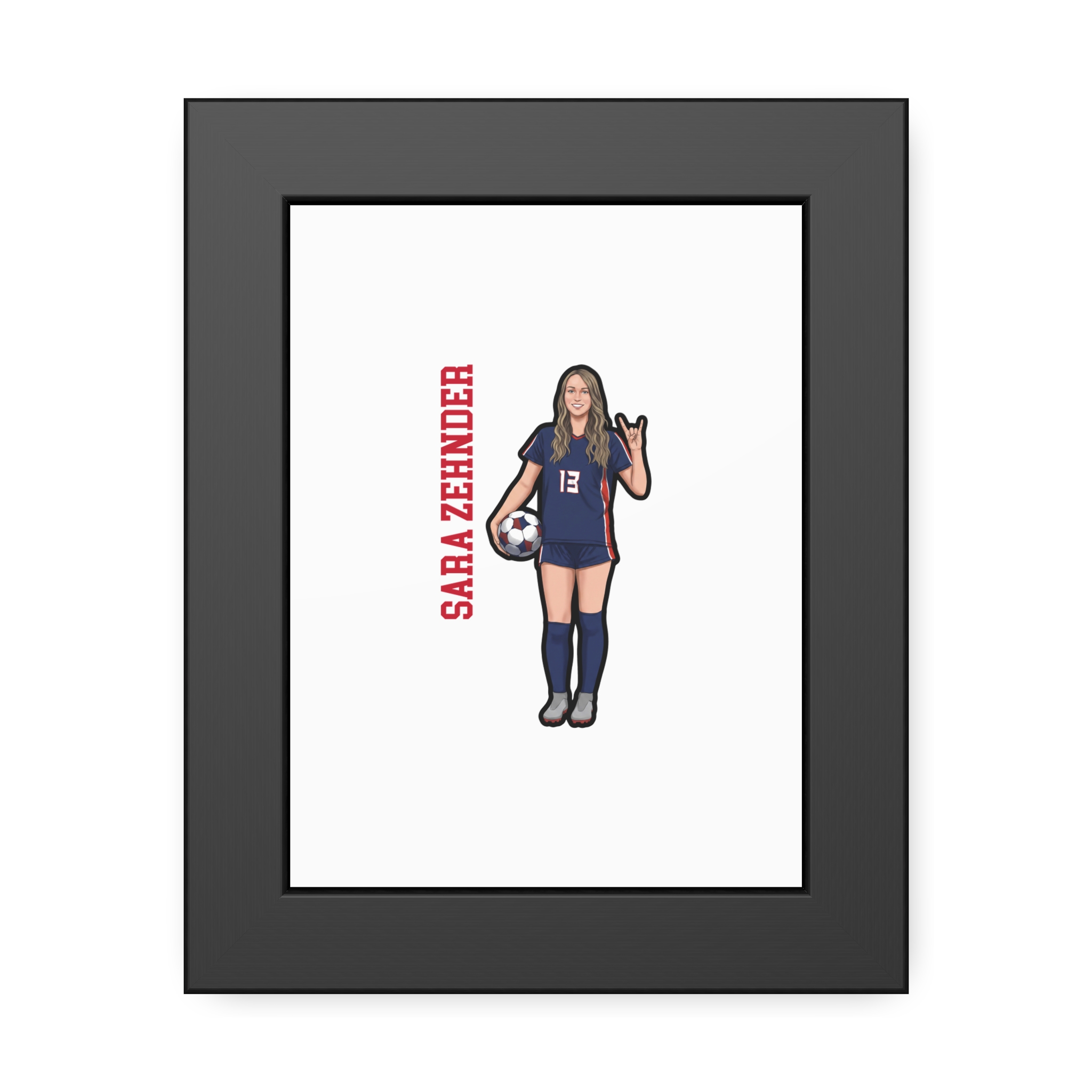 Framed Poster — character_name_vertical in Black