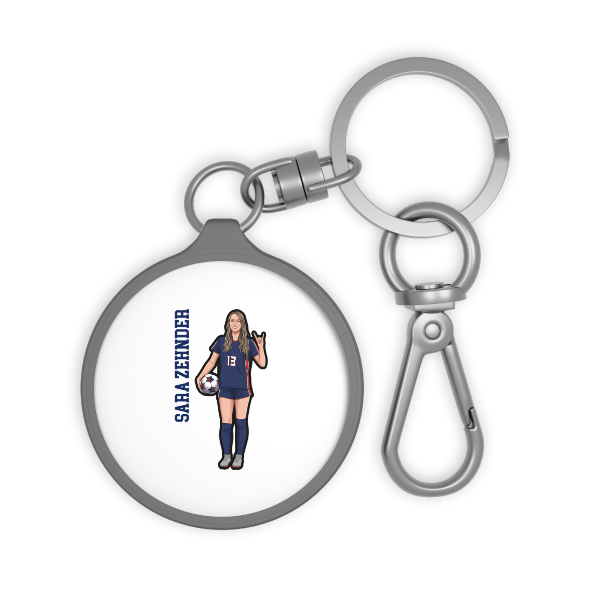 Keychain — character_name_vertical in Grey