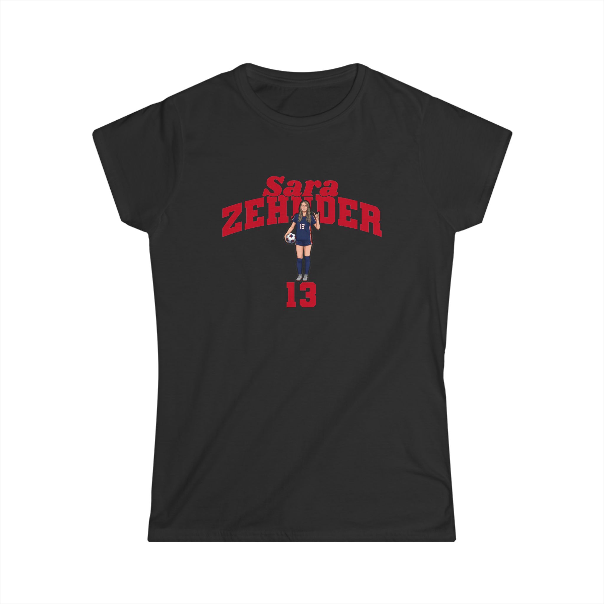 Women's Softstyle Tee — character_signature_arch in Black