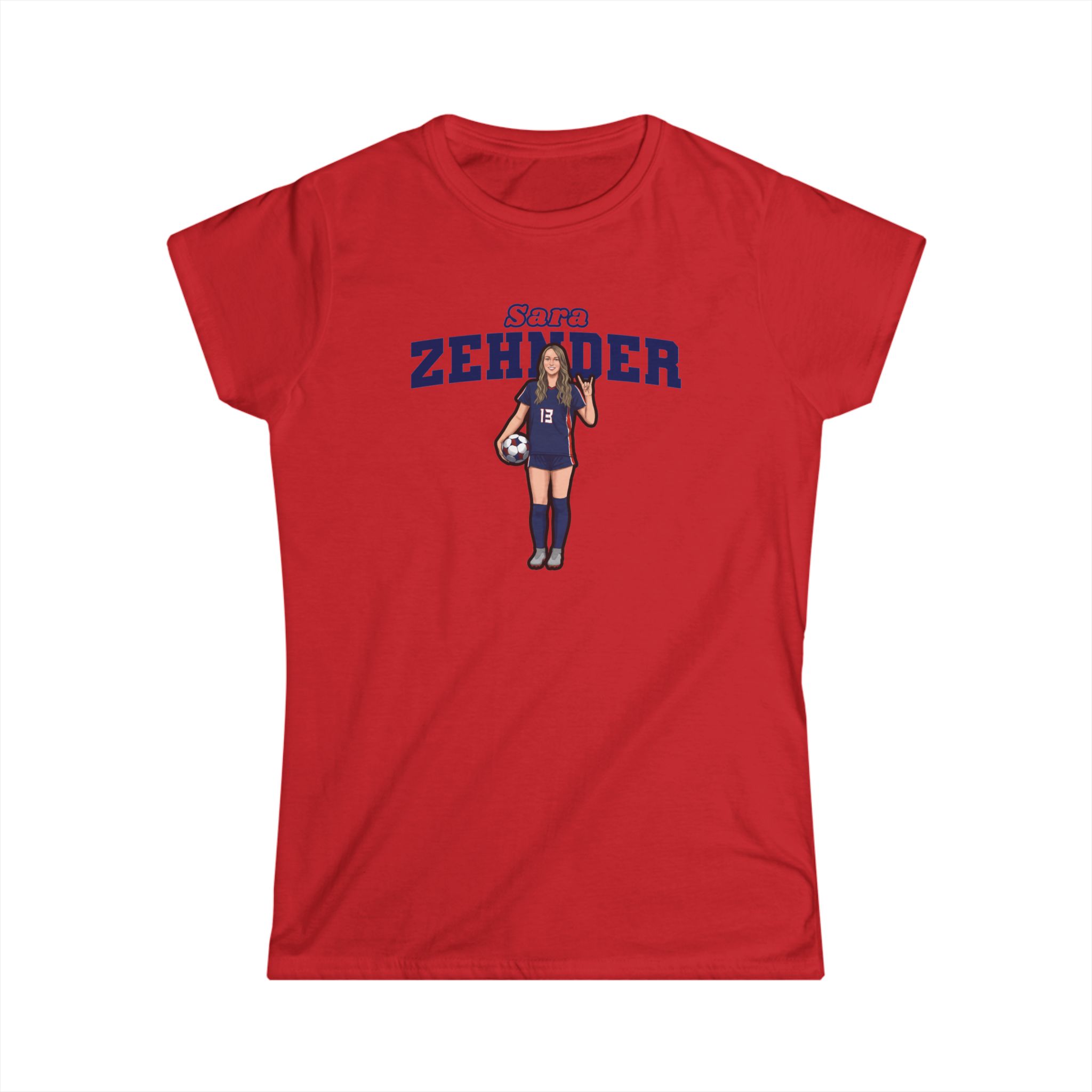 Women's Softstyle Tee — character_name_arch in Red