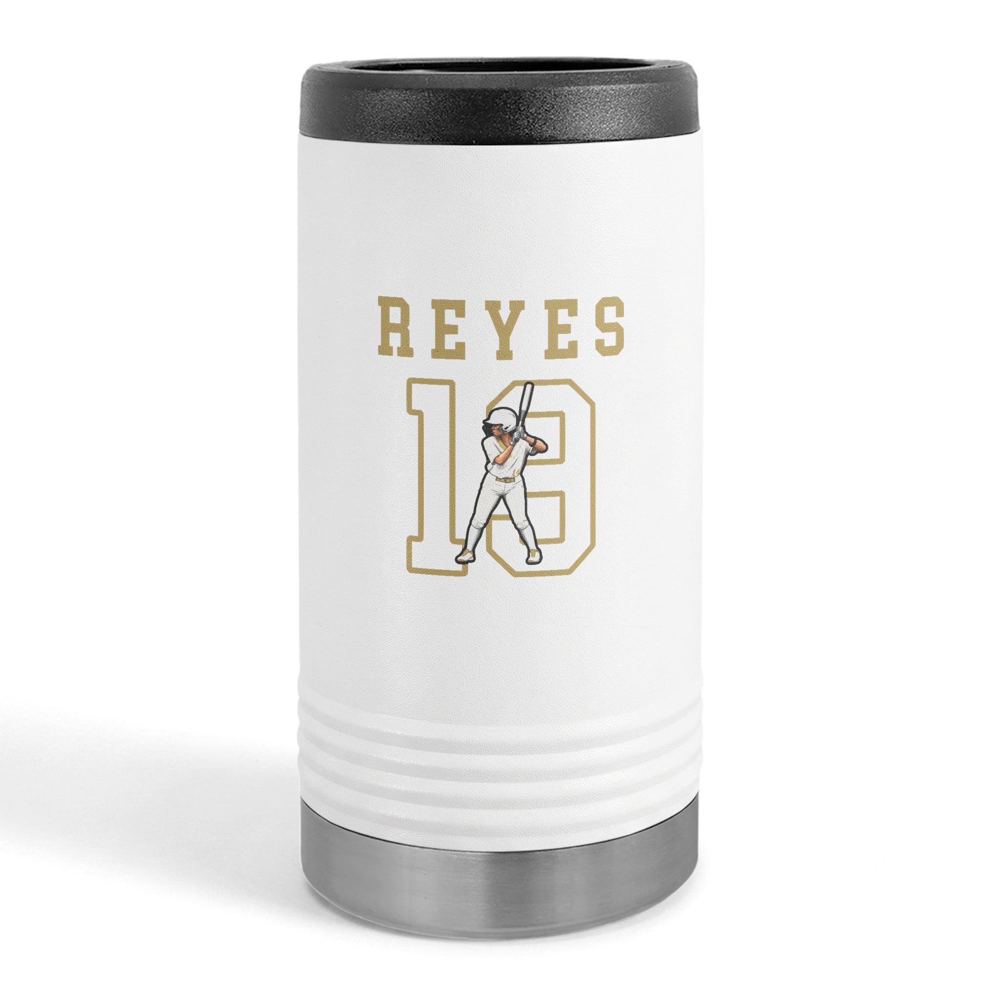 Slim Stainless Can Cooler — character_shirsey in White