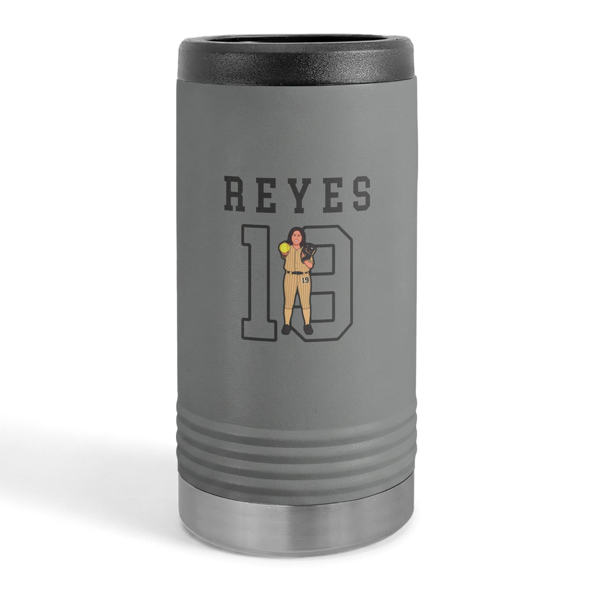 Slim Stainless Can Cooler — character_shirsey in Grey