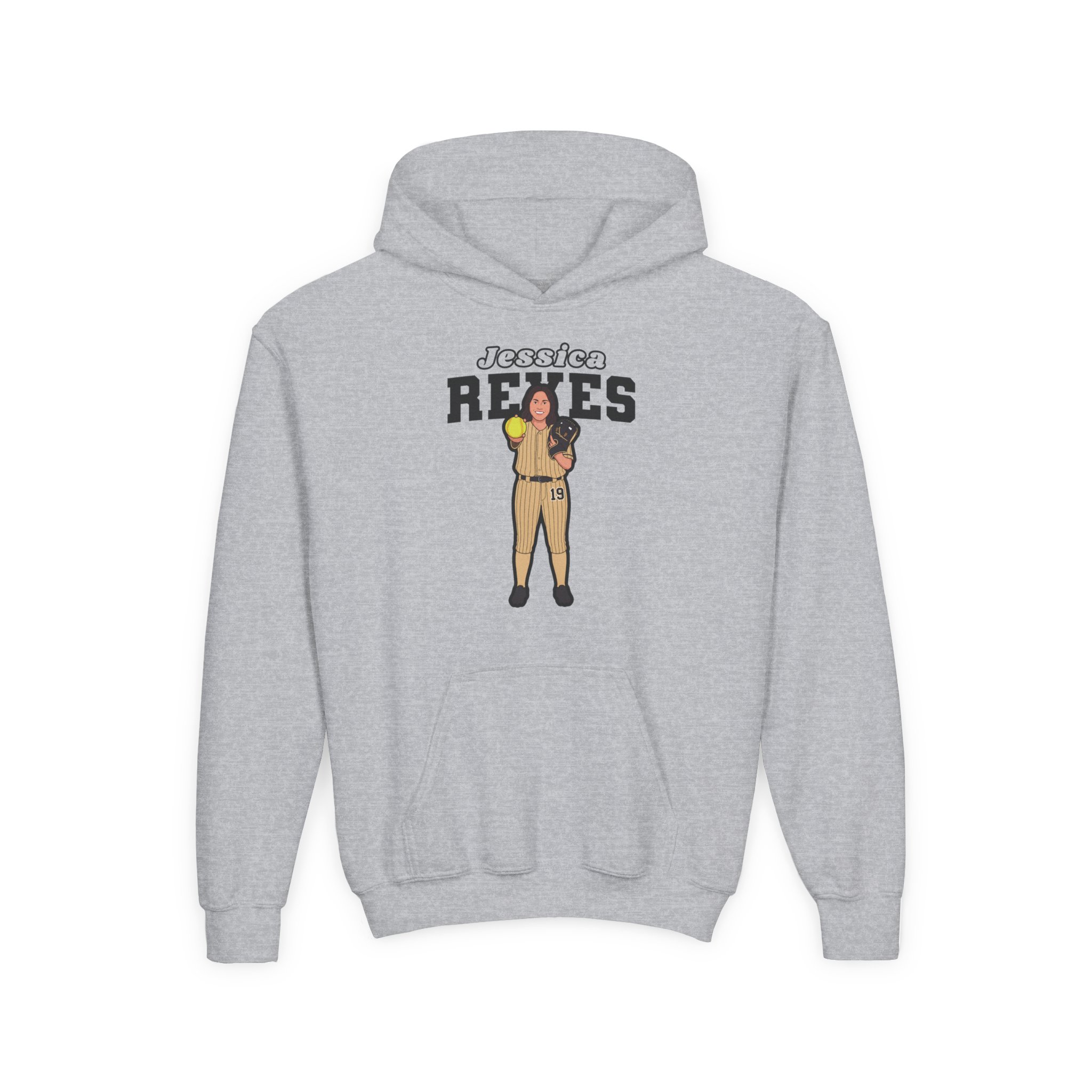 Youth Hoodie — character_name_arch in Grey