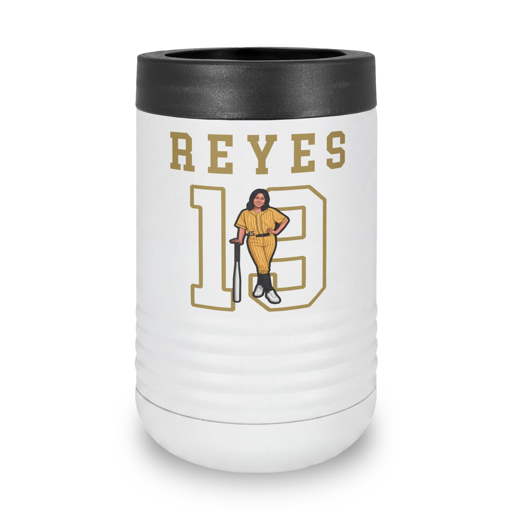 Stainless Can Cooler — character_shirsey in White