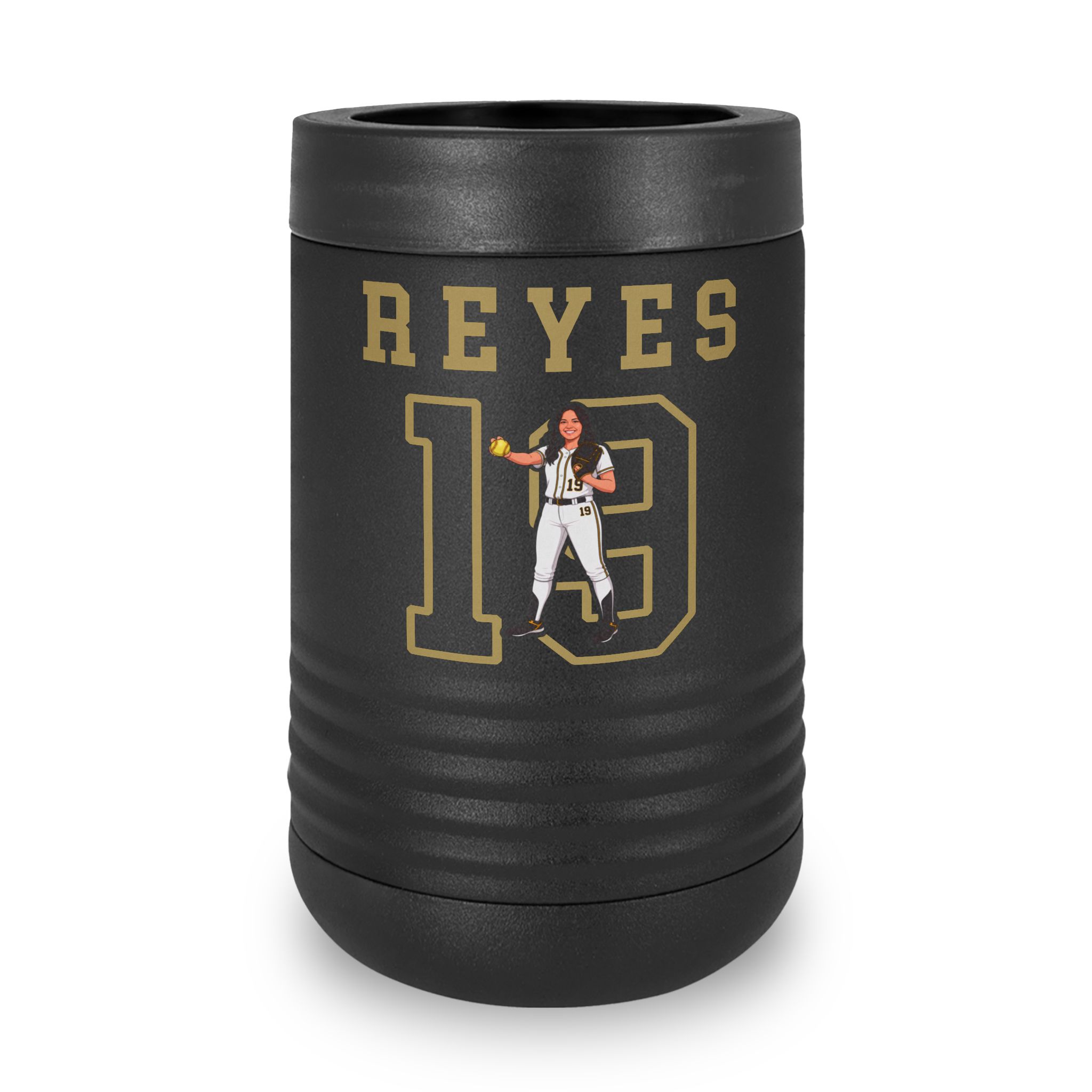 Stainless Can Cooler — character_shirsey in Black