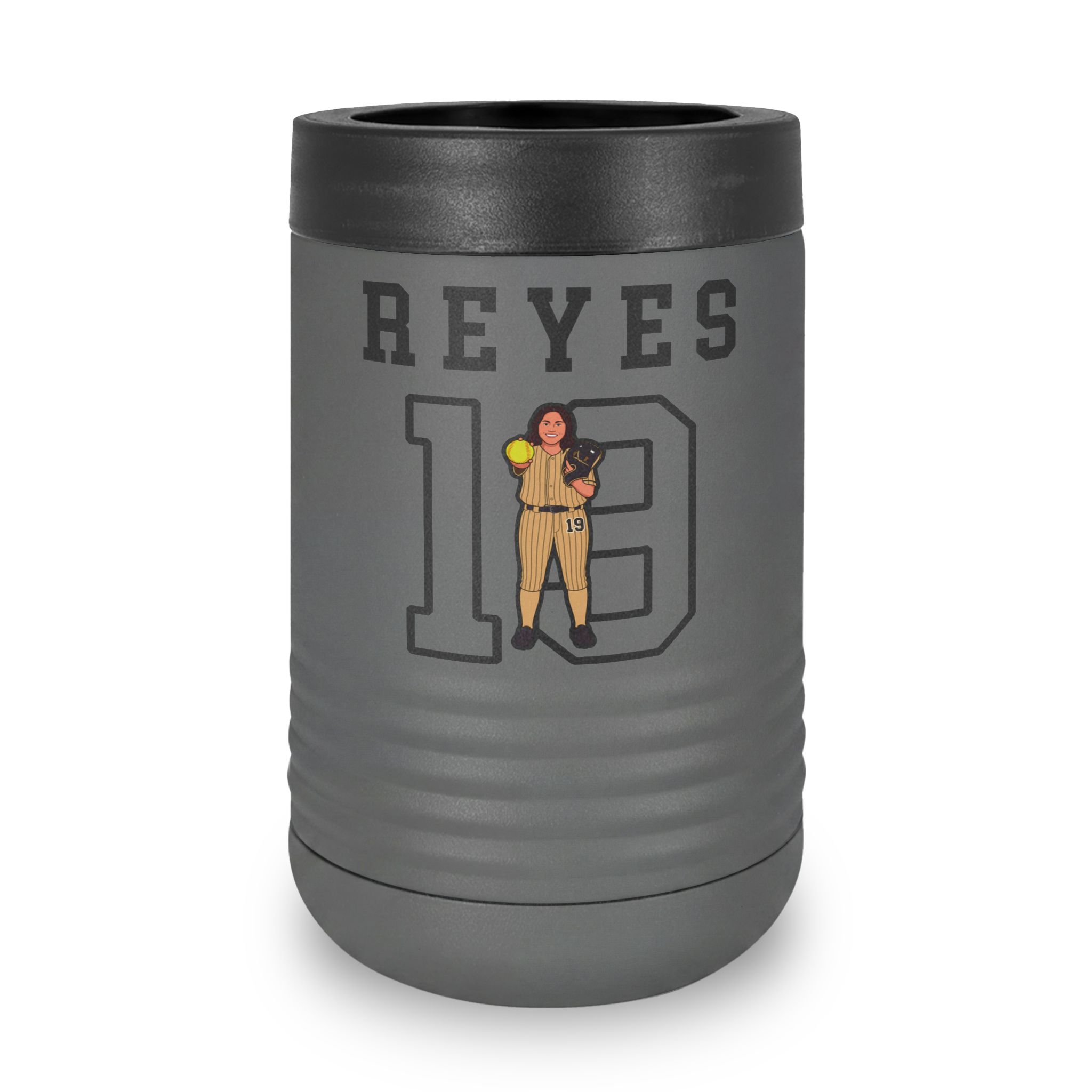 Stainless Can Cooler — character_shirsey in Grey