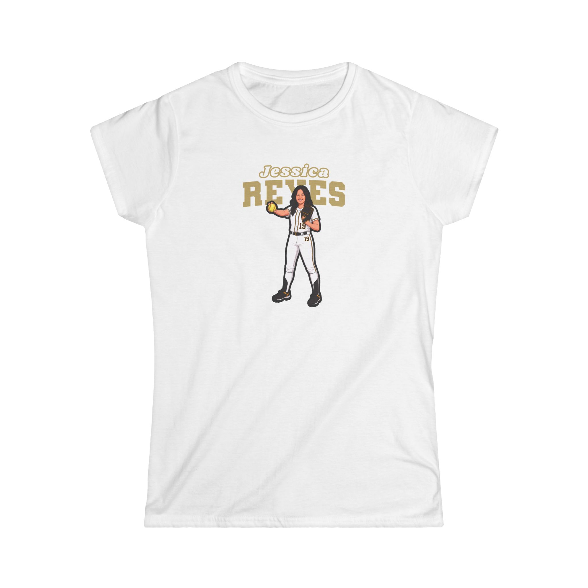 Women's Softstyle Tee — character_name_arch in White