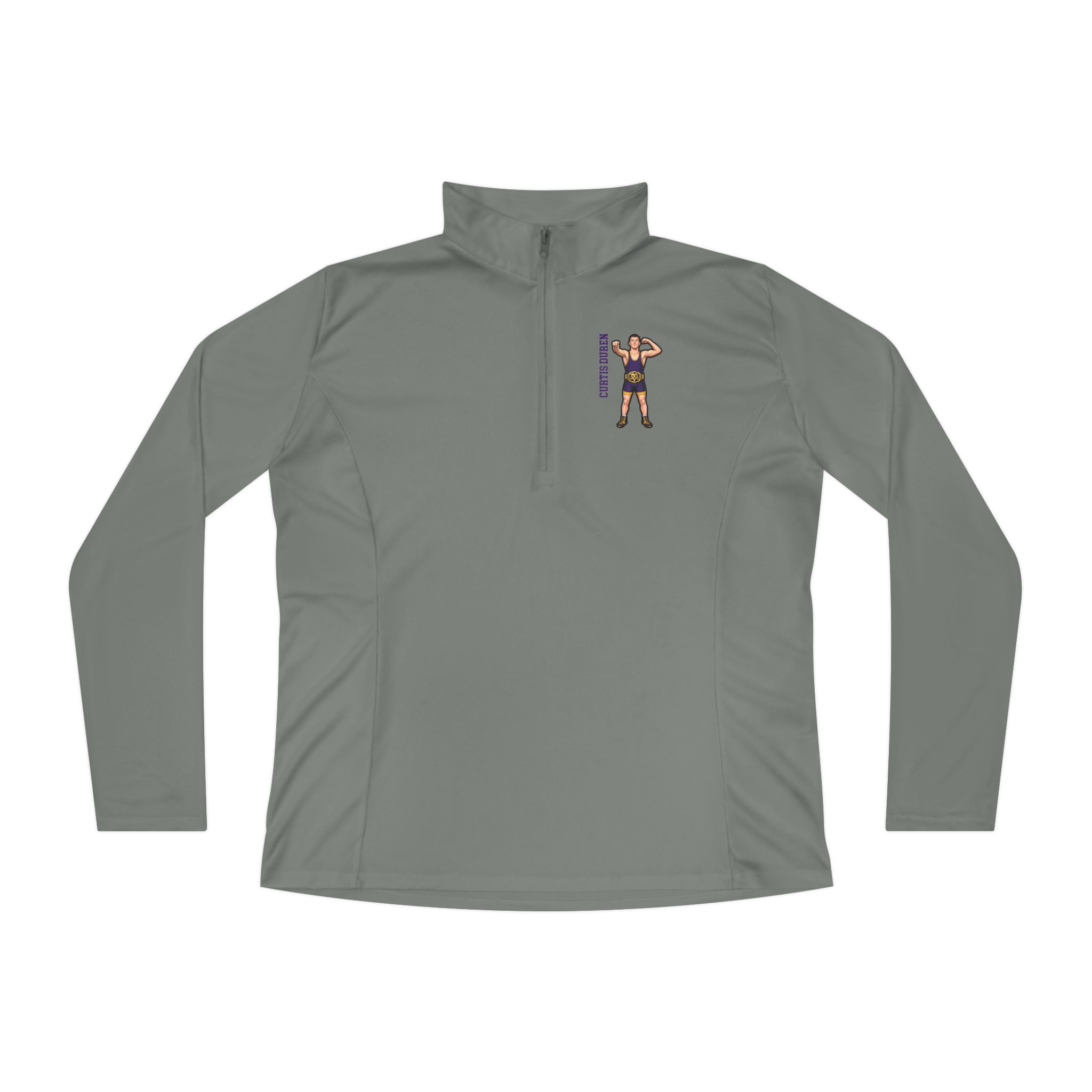 Women's Q-Zip Pullover — character_name_vertical in Grey