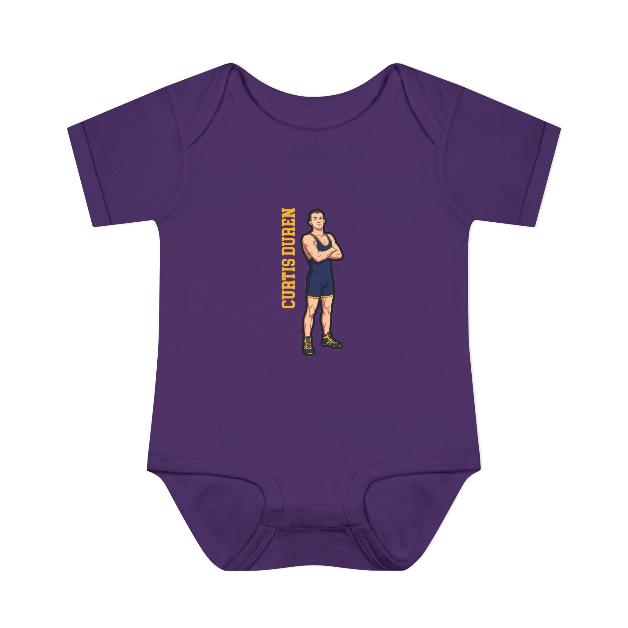 Baby Onesie — character_name_vertical in Purple