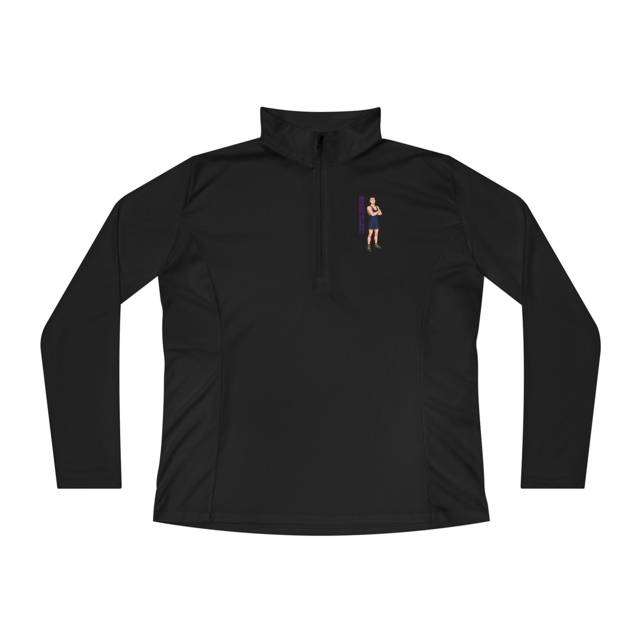 Women's Q-Zip Pullover — character_name_vertical in Black