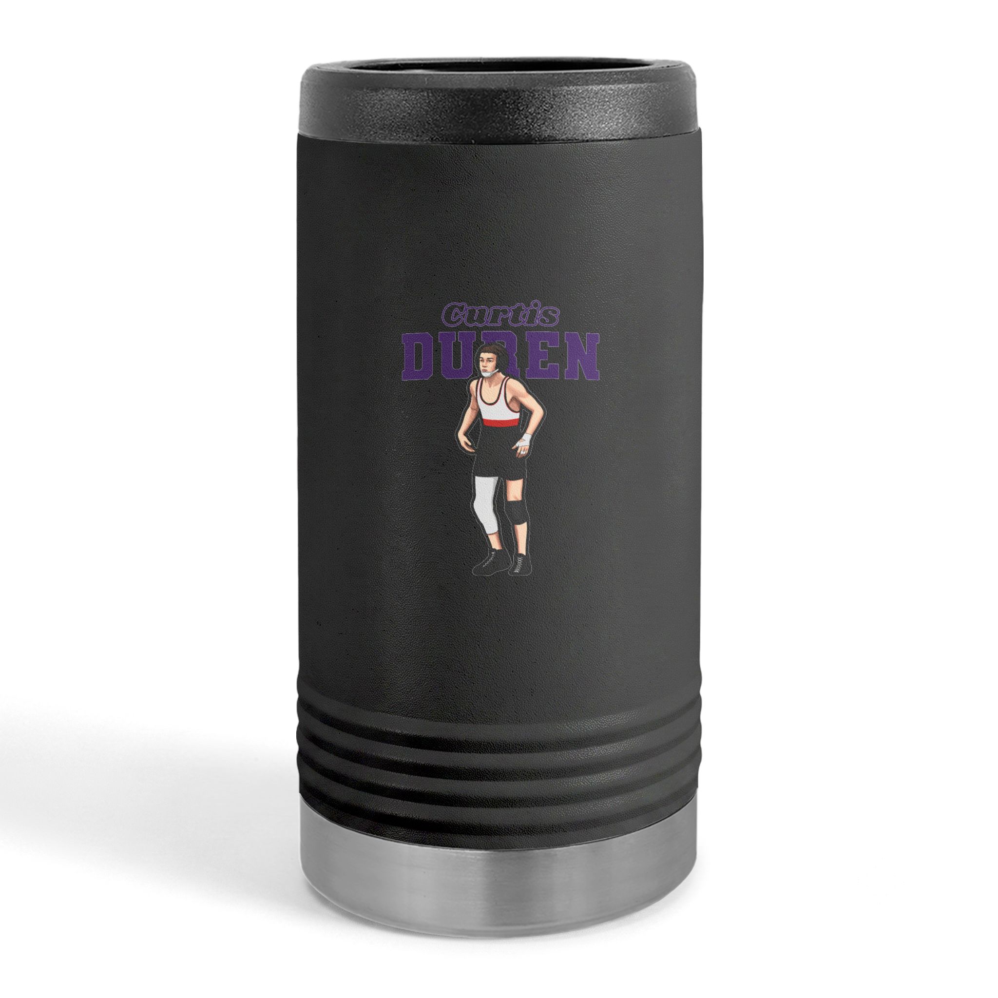 Slim Stainless Can Cooler — character_name_arch in Black