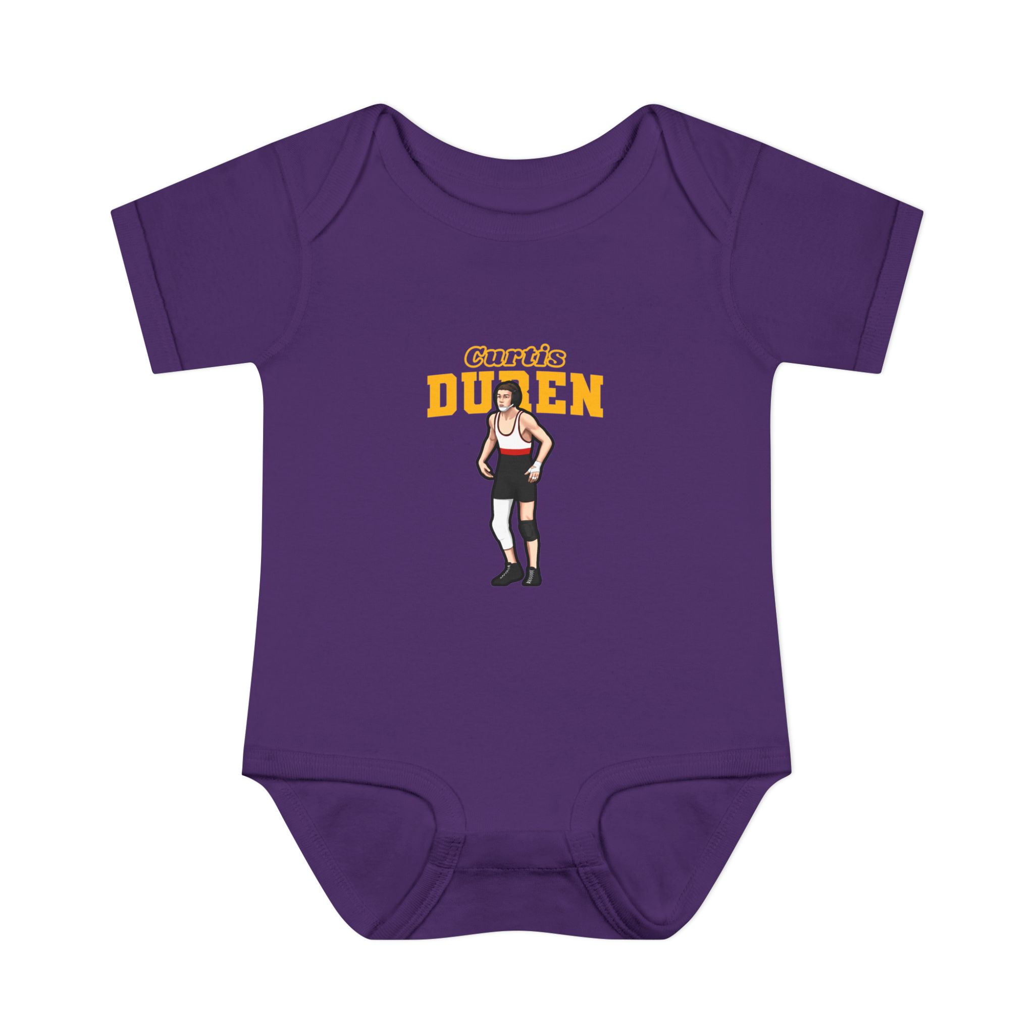Baby Onesie — character_name_arch in Purple