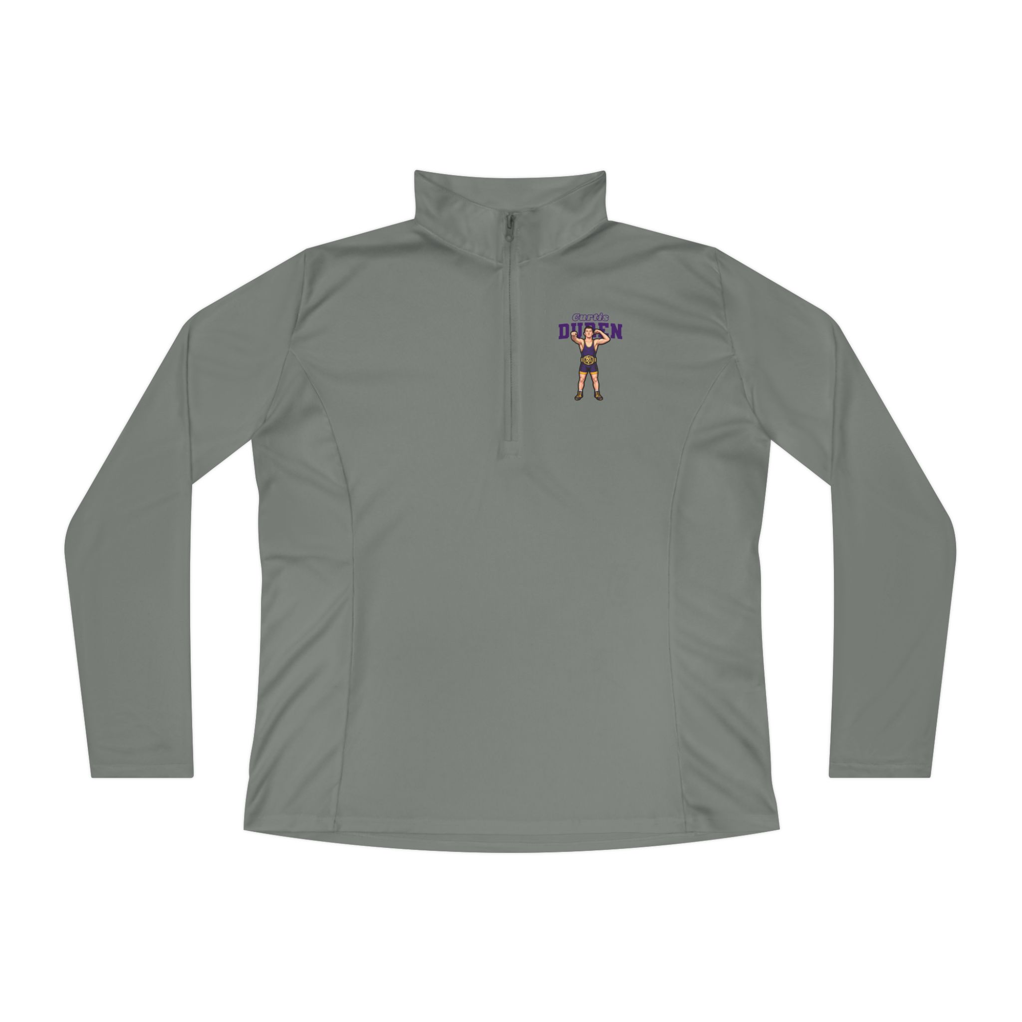 Women's Q-Zip Pullover — character_name_arch in Grey