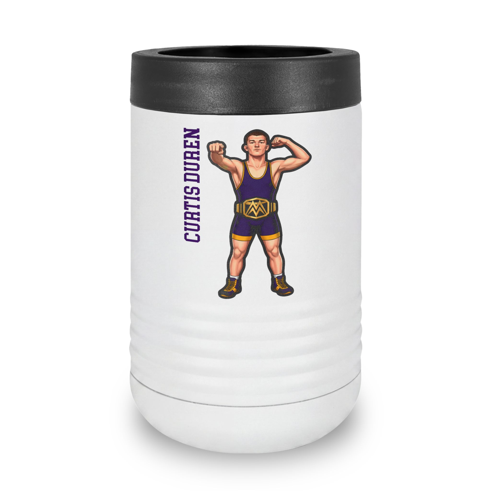 Stainless Can Cooler — character_name_vertical in White