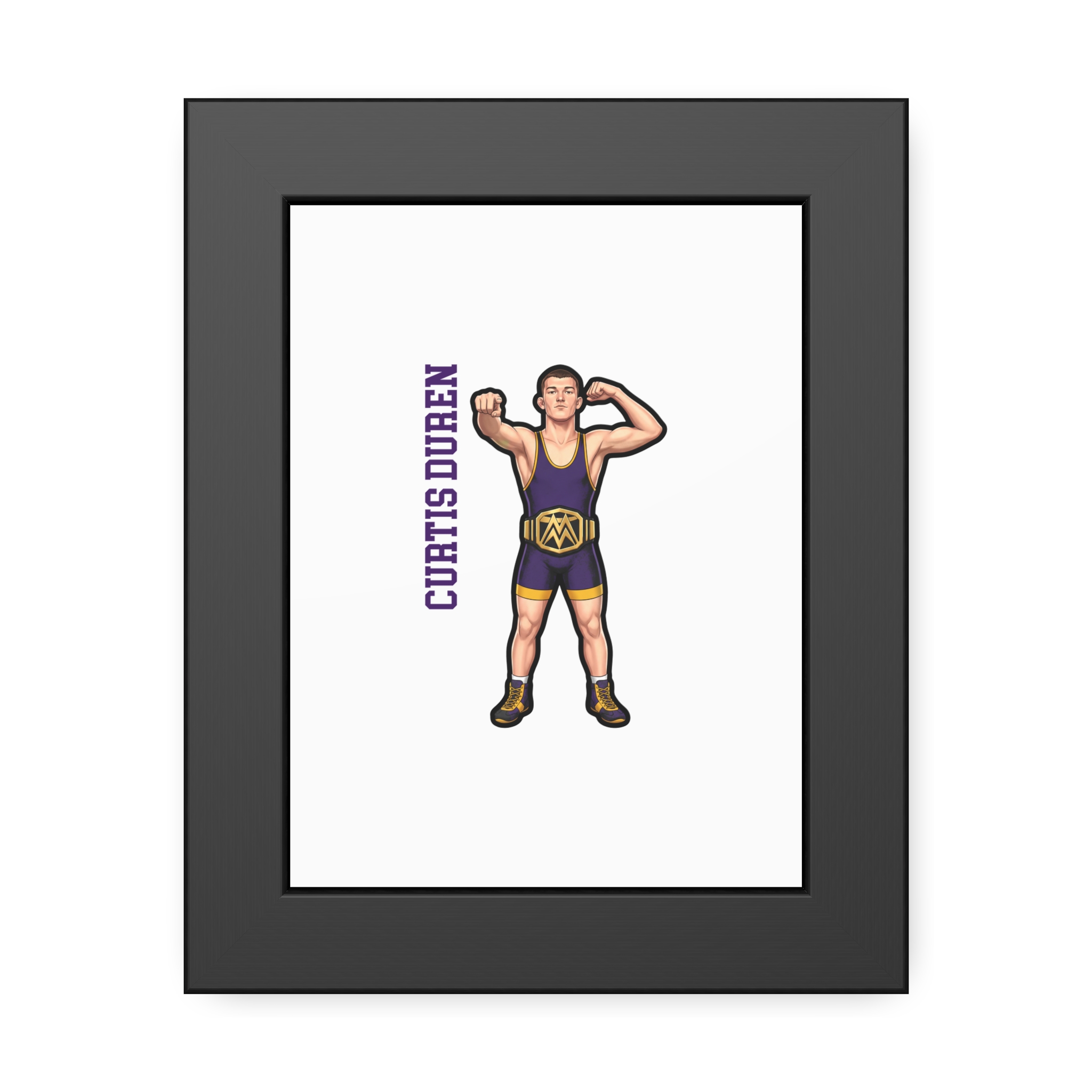 Framed Poster — character_name_vertical in Black