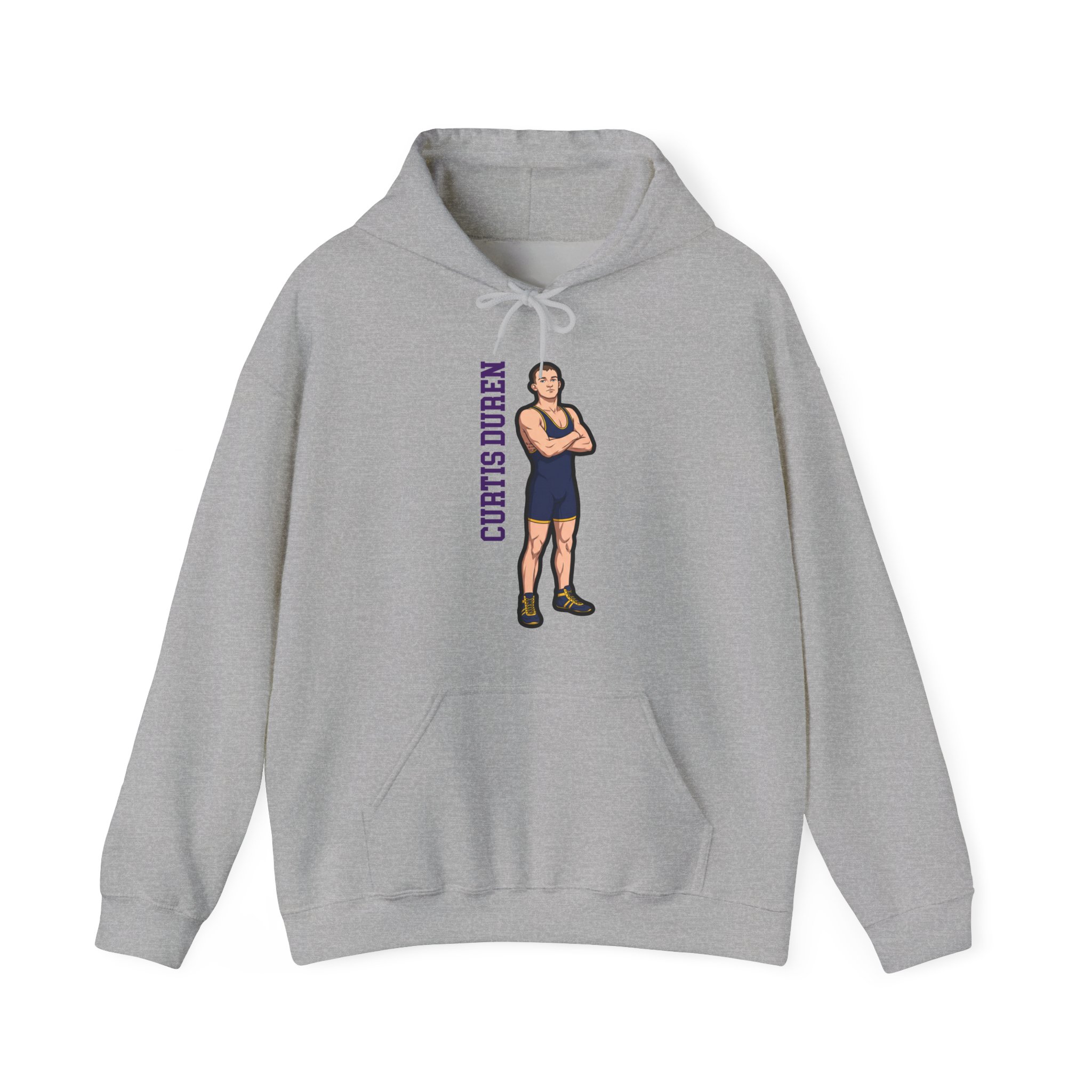 Hoodie — character_name_vertical in Grey