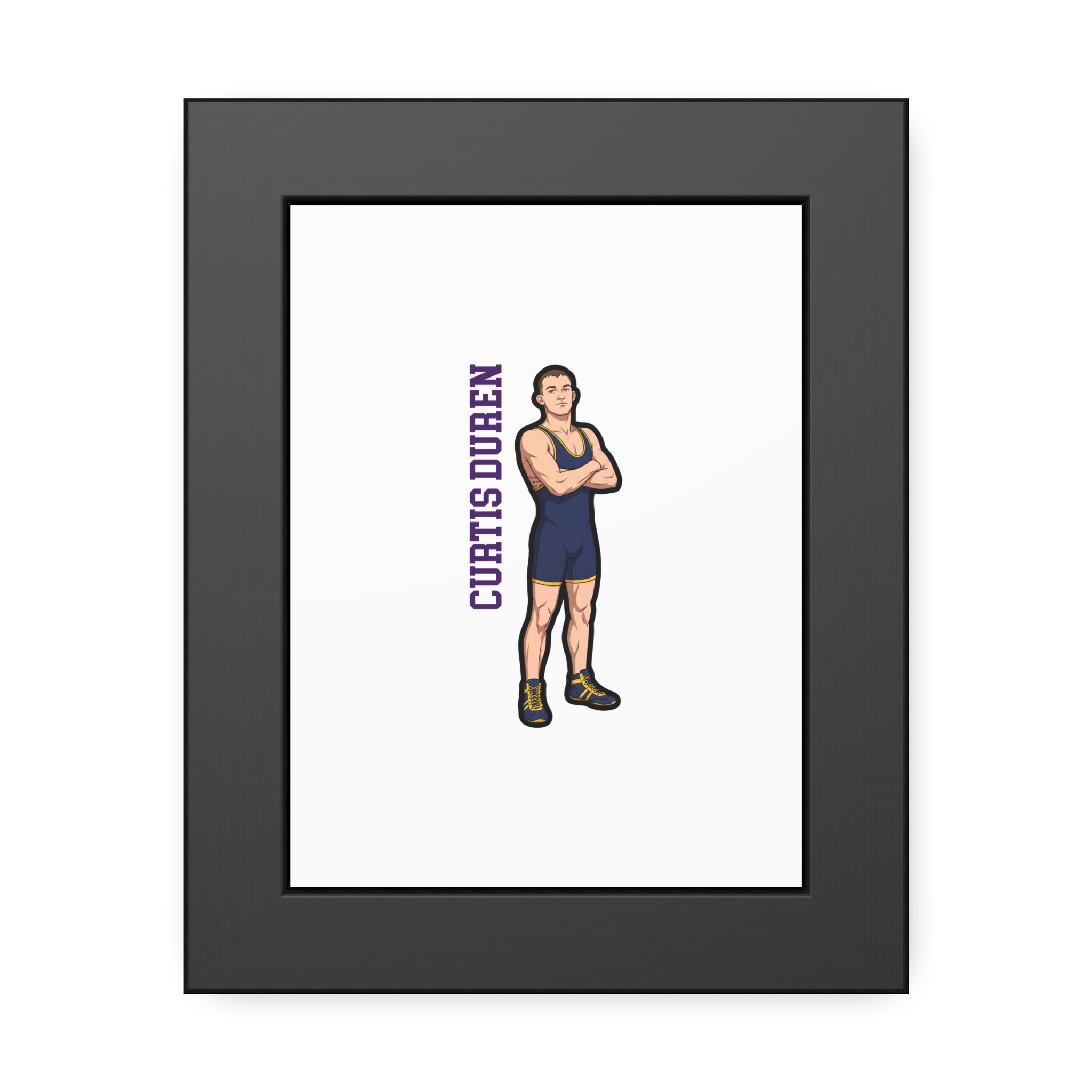 Framed Poster — character_name_vertical in Black